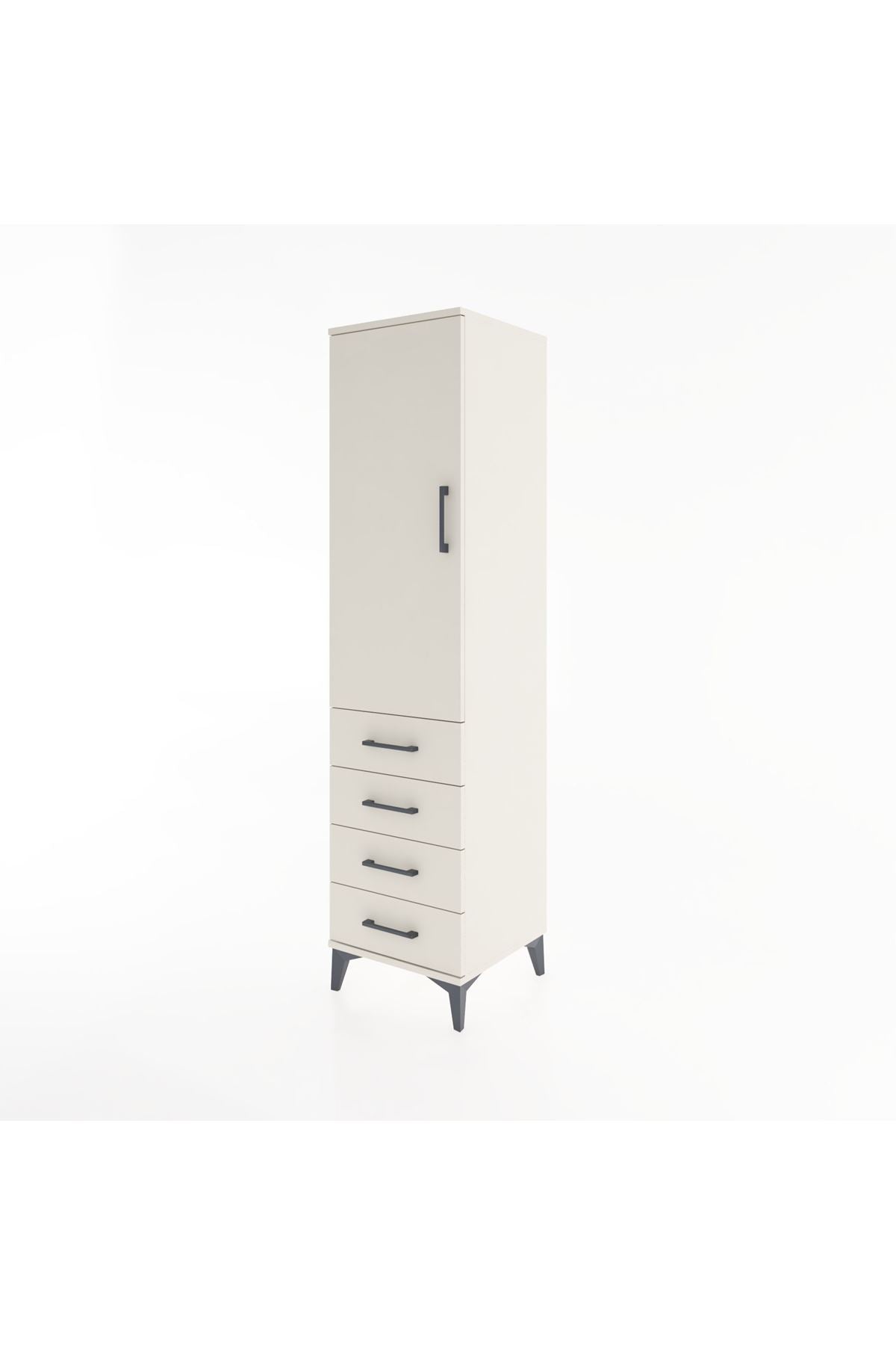 Hyperion Dolap Tek Raflı 4 Çekmeceli Tek Askılı 44x44x182 - S55M027V1B
