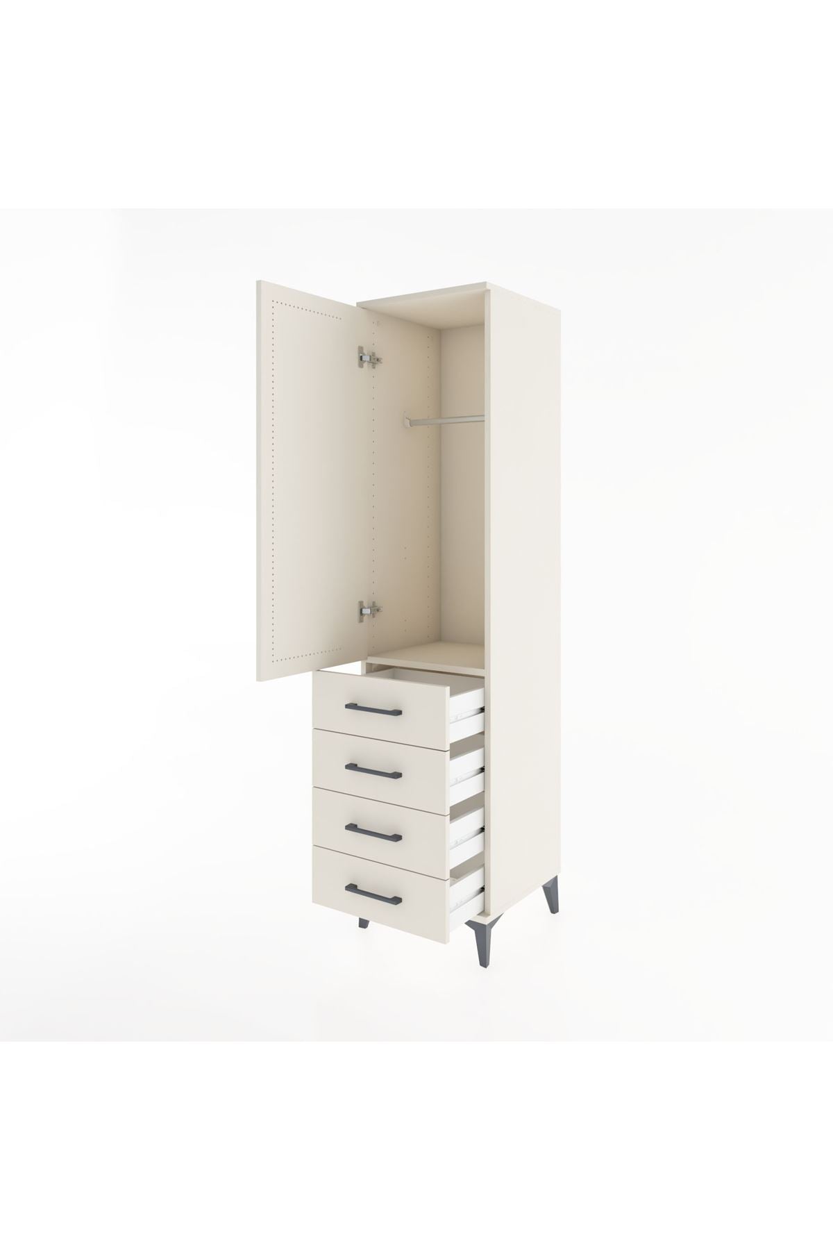 Hyperion Dolap Tek Raflı 4 Çekmeceli Tek Askılı 44x44x182 - S55M027V1B