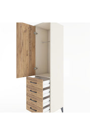 Hyperion Dolap Tek Raflı 4 Çekmeceli Tek Askılı 44x44x182 - S55M027V3B