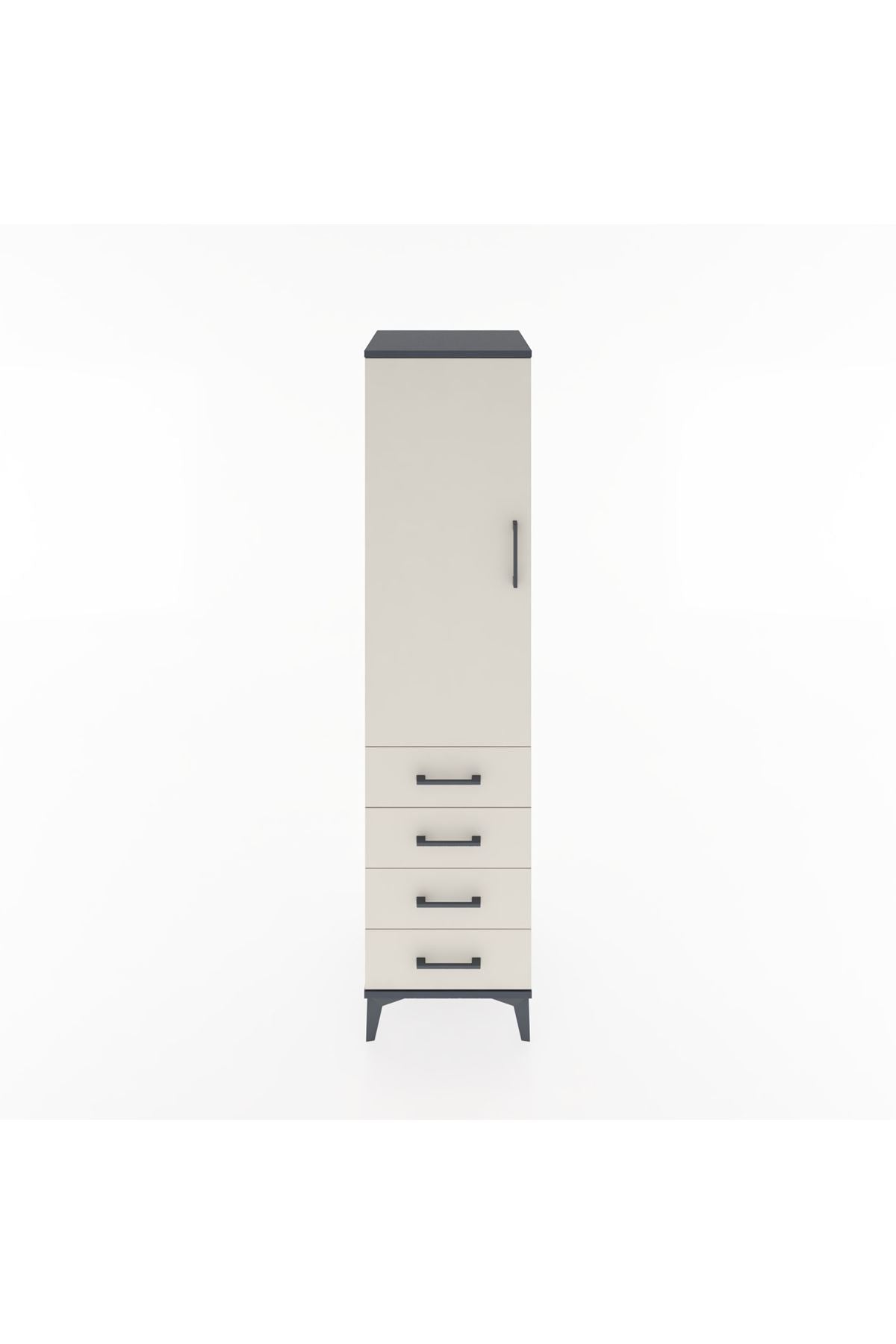 Hyperion Dolap Tek Raflı 4 Çekmeceli Tek Askılı 44x44x182 - S55M027V4B