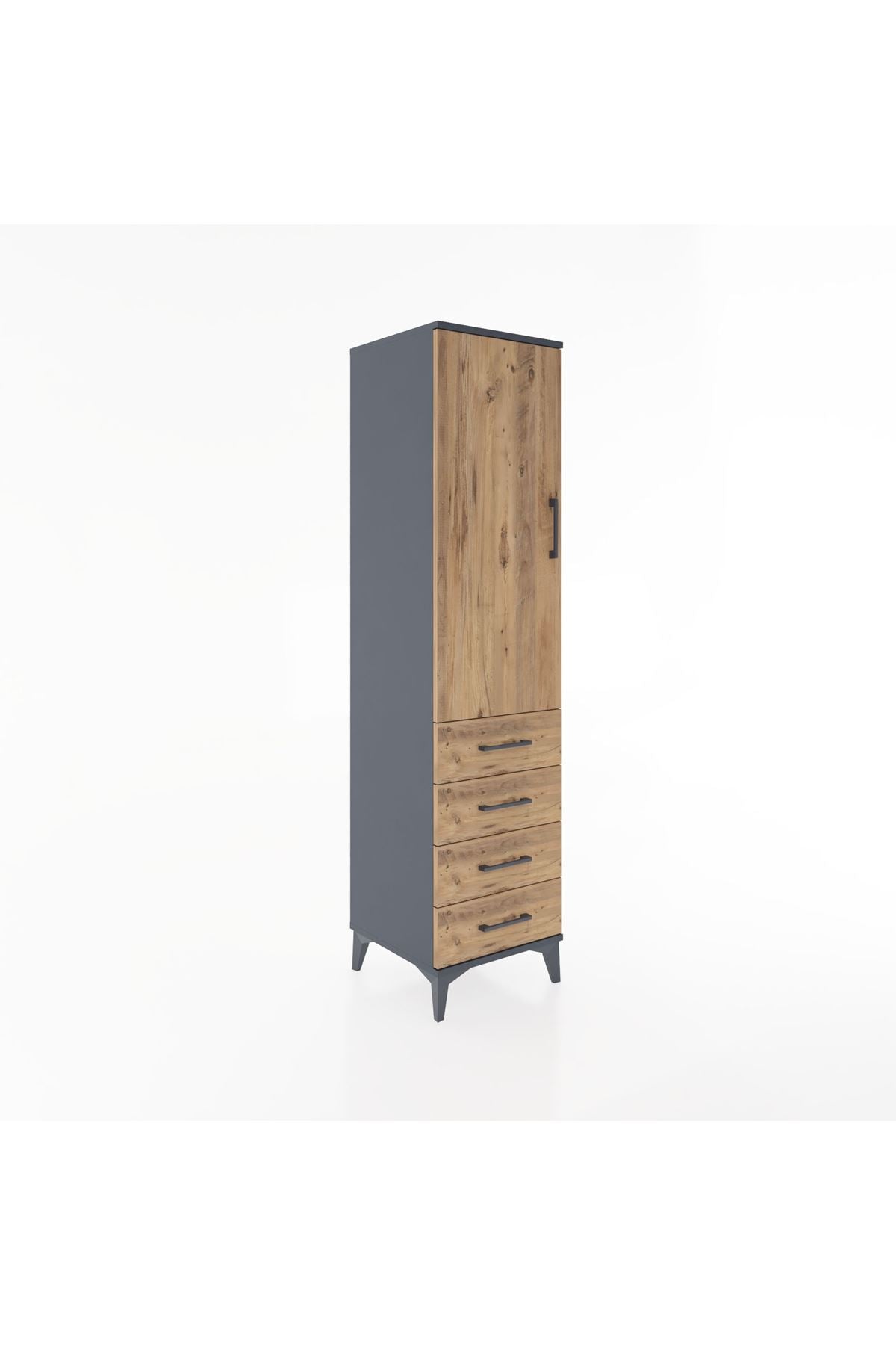 Hyperion Dolap Tek Raflı 4 Çekmeceli Tek Askılı 44x44x182 - S55M027V6B