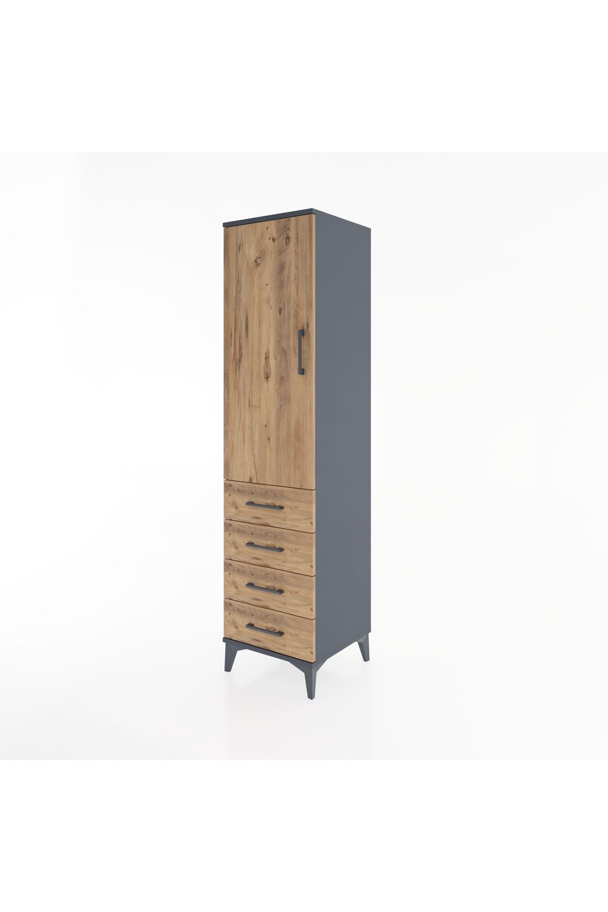 Hyperion Dolap Tek Raflı 4 Çekmeceli Tek Askılı 44x44x182 - S55M027V6B