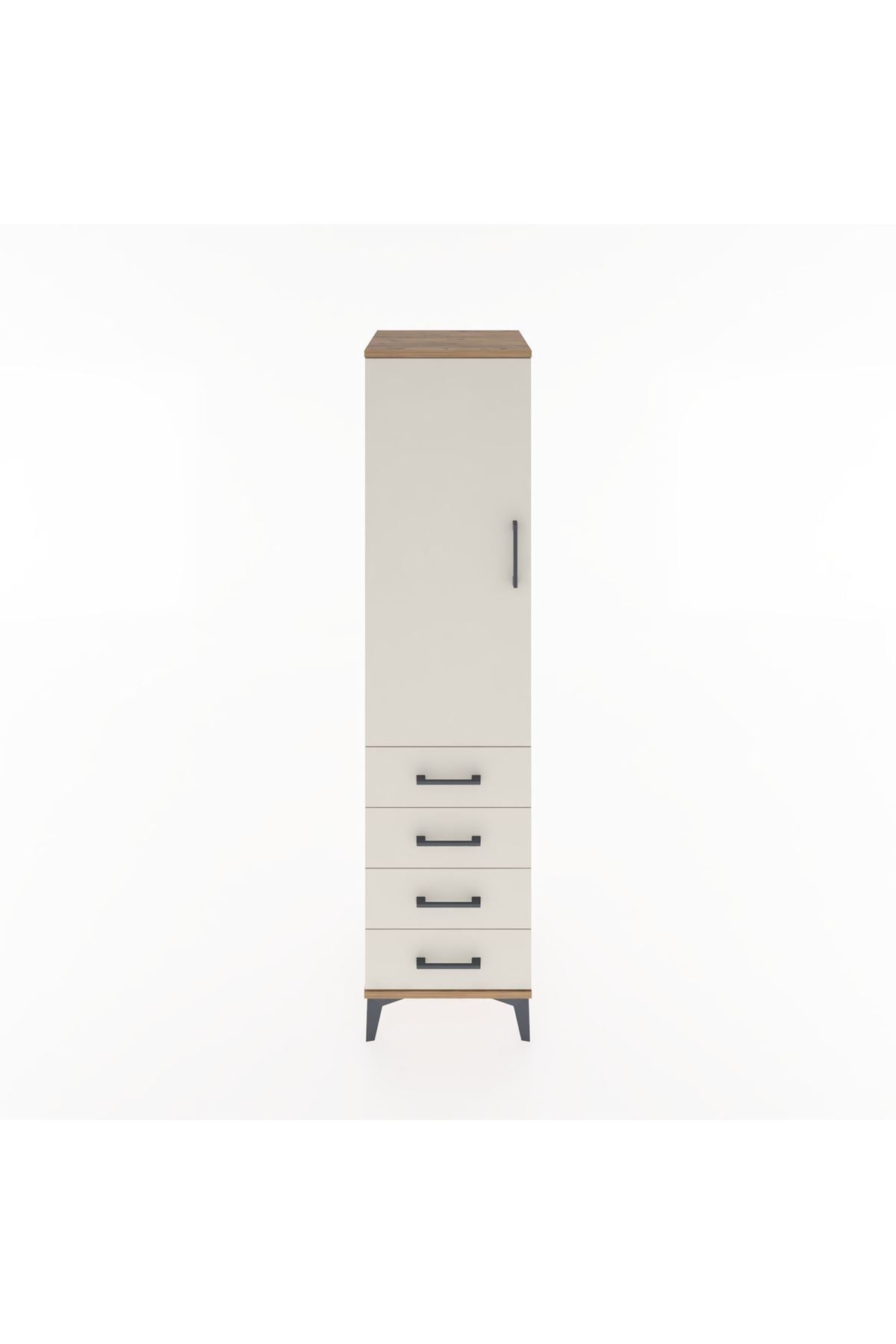 Hyperion Dolap Tek Raflı 4 Çekmeceli Tek Askılı 44x44x182 - S55M027V7B