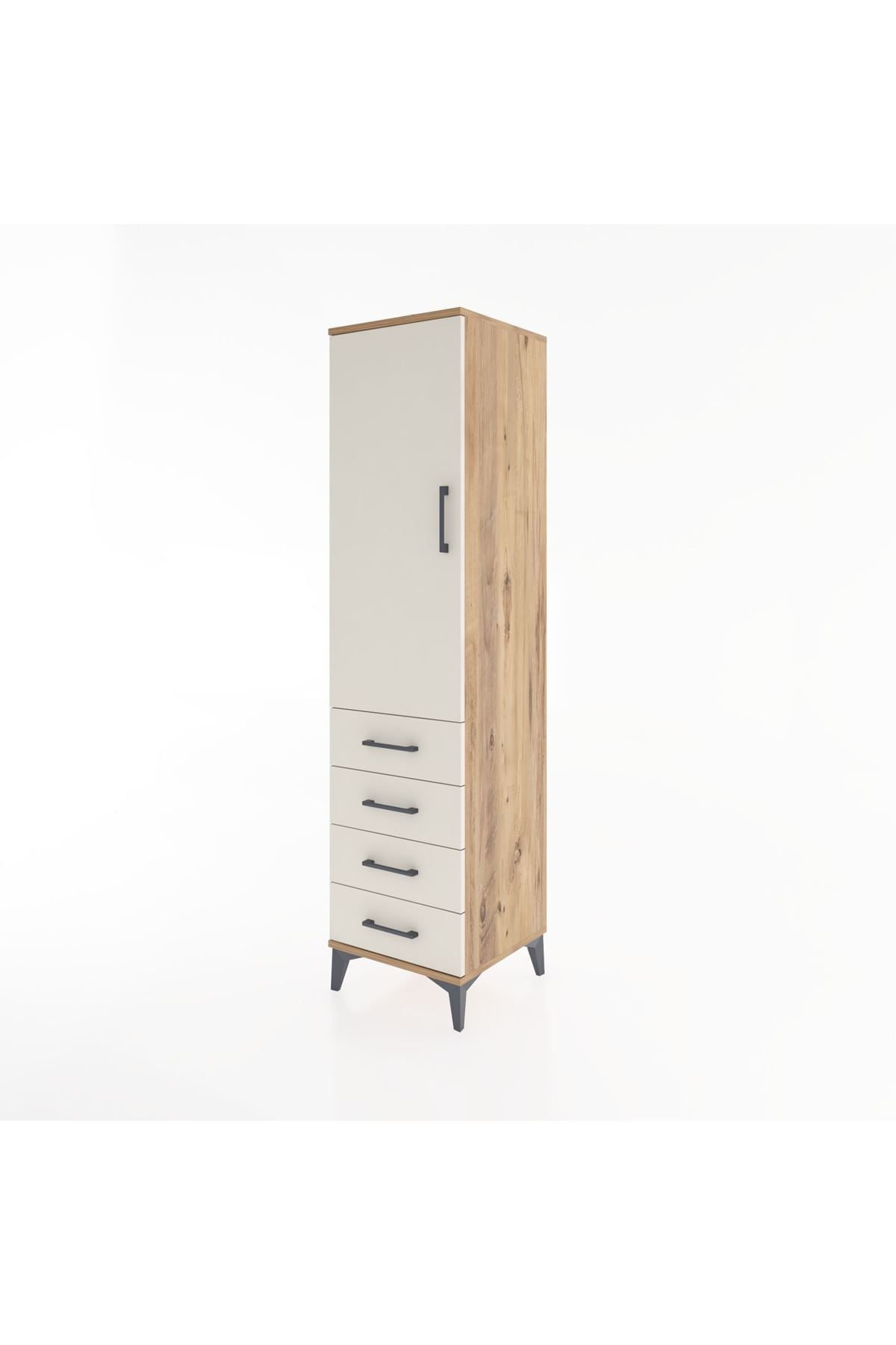 Hyperion Dolap Tek Raflı 4 Çekmeceli Tek Askılı 44x44x182 - S55M027V7B