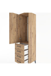 Hyperion Dolap Tek Raflı 4 Çekmeceli Tek Askılı 44x44x182 - S55M027V9B
