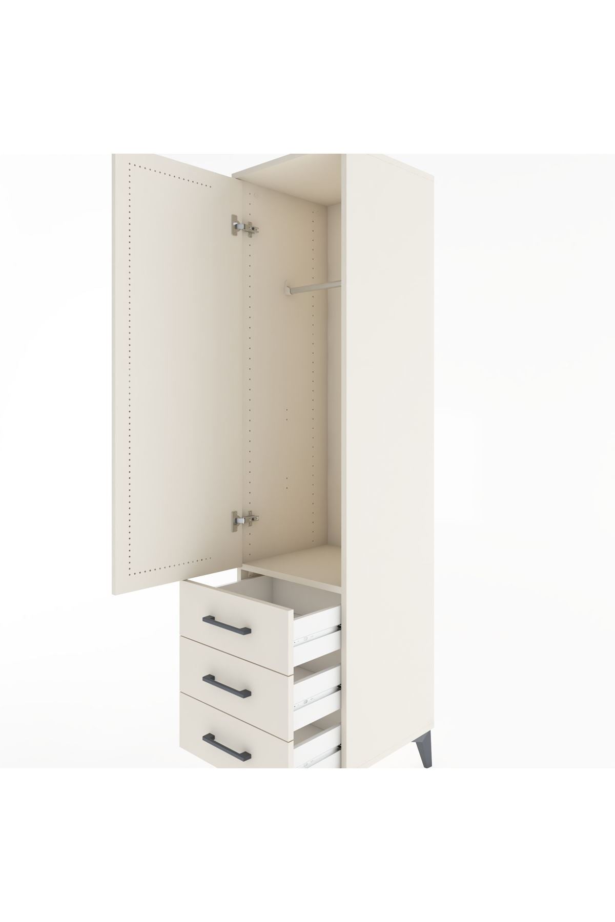 Hyperion Dolap Tek Raflı 3 Çekmeceli Tek Askılı 44x44x182 - S55M028V1B
