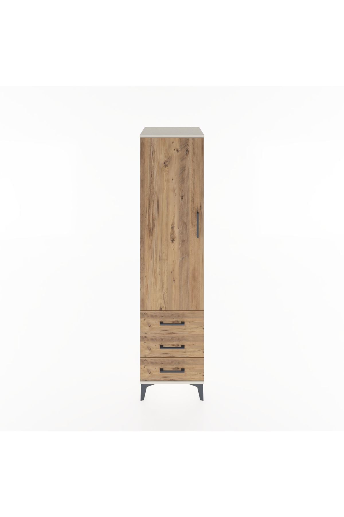 Hyperion Dolap Tek Raflı 3 Çekmeceli Tek Askılı 44x44x182 - S55M028V3B