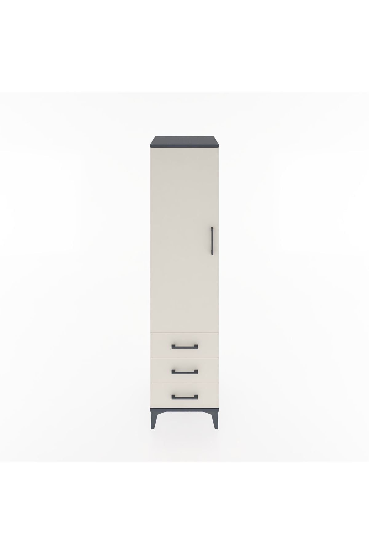 Hyperion Dolap Tek Raflı 3 Çekmeceli Tek Askılı 44x44x182 - S55M028V4B