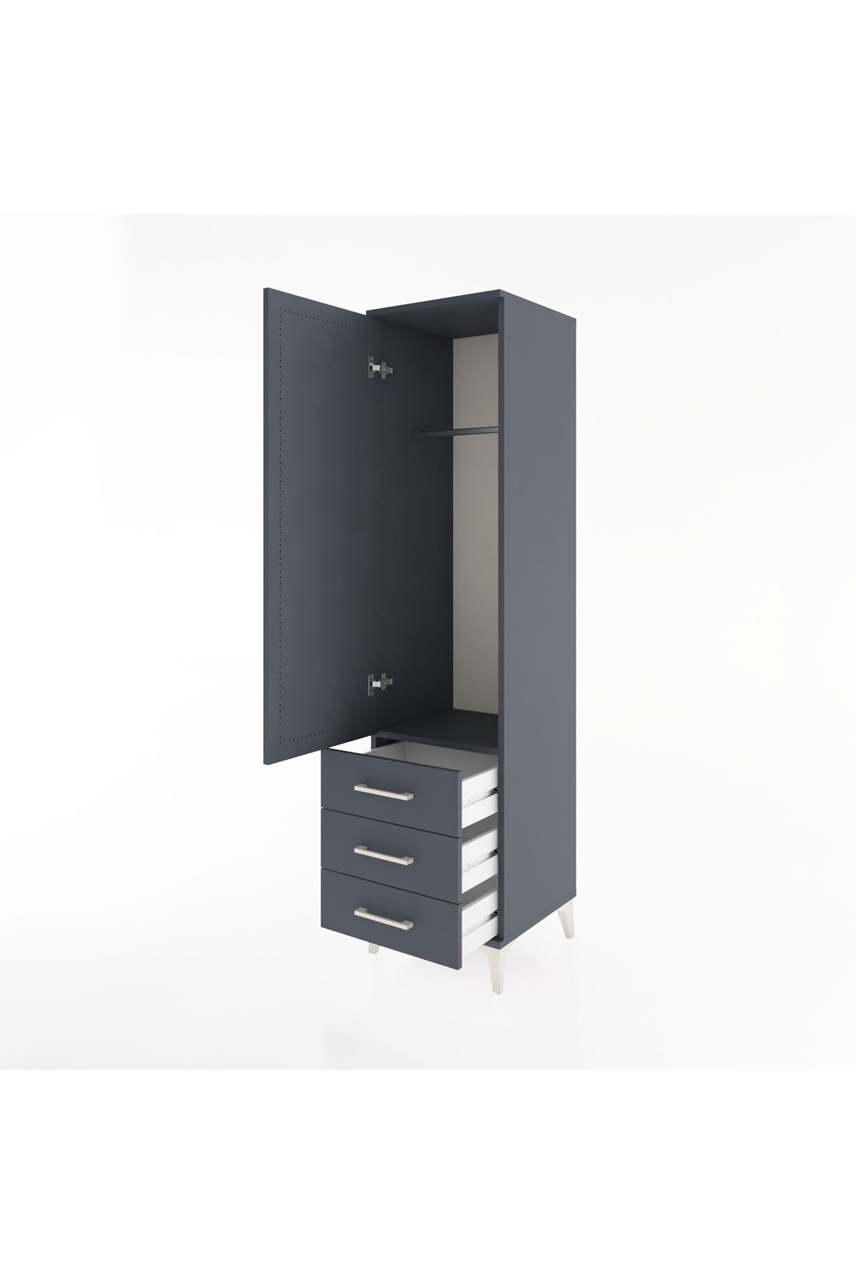 Hyperion Dolap Tek Raflı 3 Çekmeceli Tek Askılı 44x44x182 - S55M028V5B