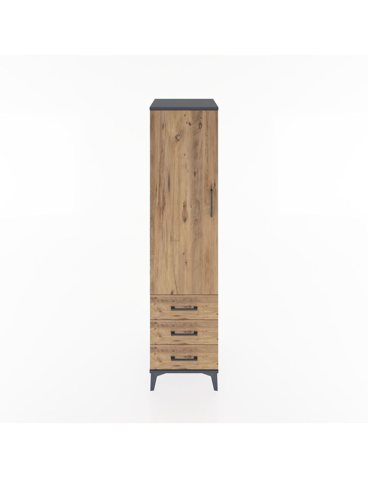 Hyperion Dolap Tek Raflı 3 Çekmeceli Tek Askılı 44x44x182 - S55M028V6B