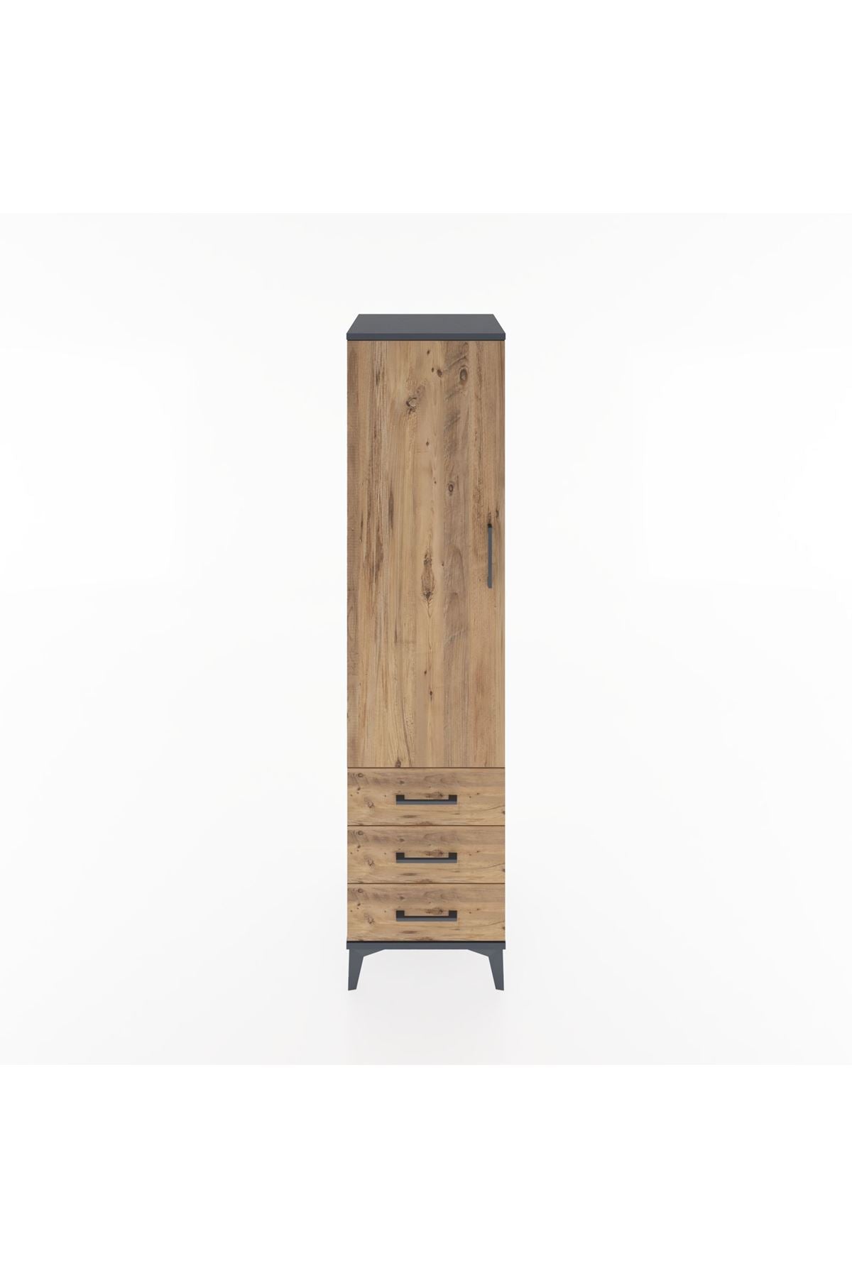 Hyperion Dolap Tek Raflı 3 Çekmeceli Tek Askılı 44x44x182 - S55M028V6B
