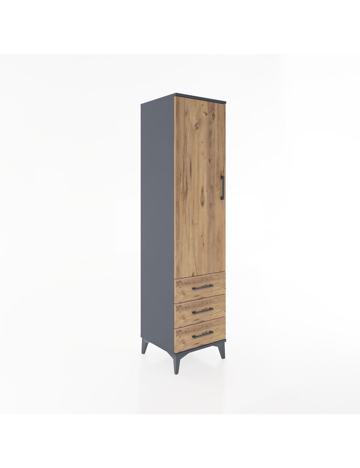 Hyperion Dolap Tek Raflı 3 Çekmeceli Tek Askılı 44x44x182 - S55M028V6B