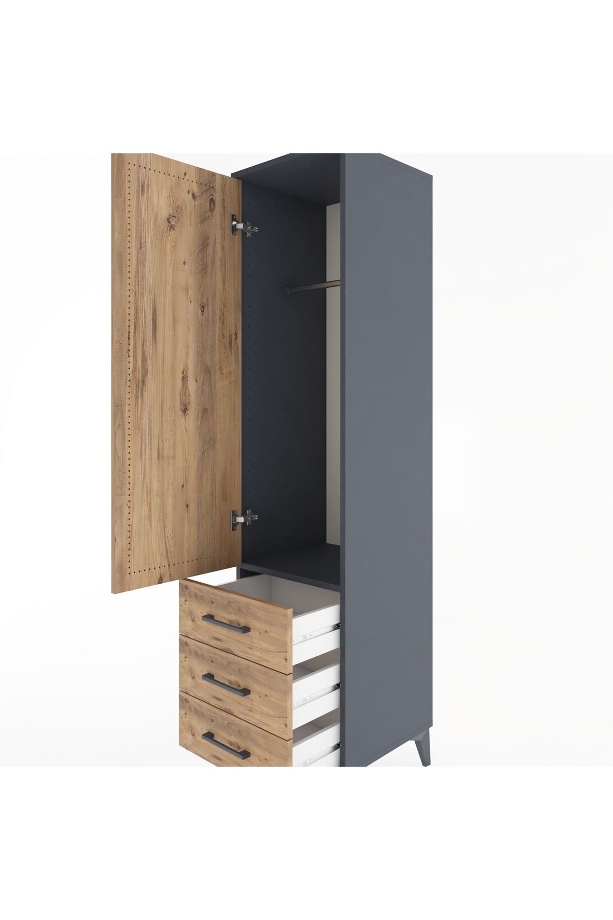 Hyperion Dolap Tek Raflı 3 Çekmeceli Tek Askılı 44x44x182 - S55M028V6B