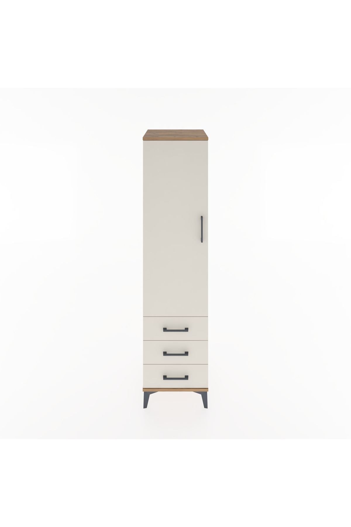 Hyperion Dolap Tek Raflı 3 Çekmeceli Tek Askılı 44x44x182 - S55M028V7B