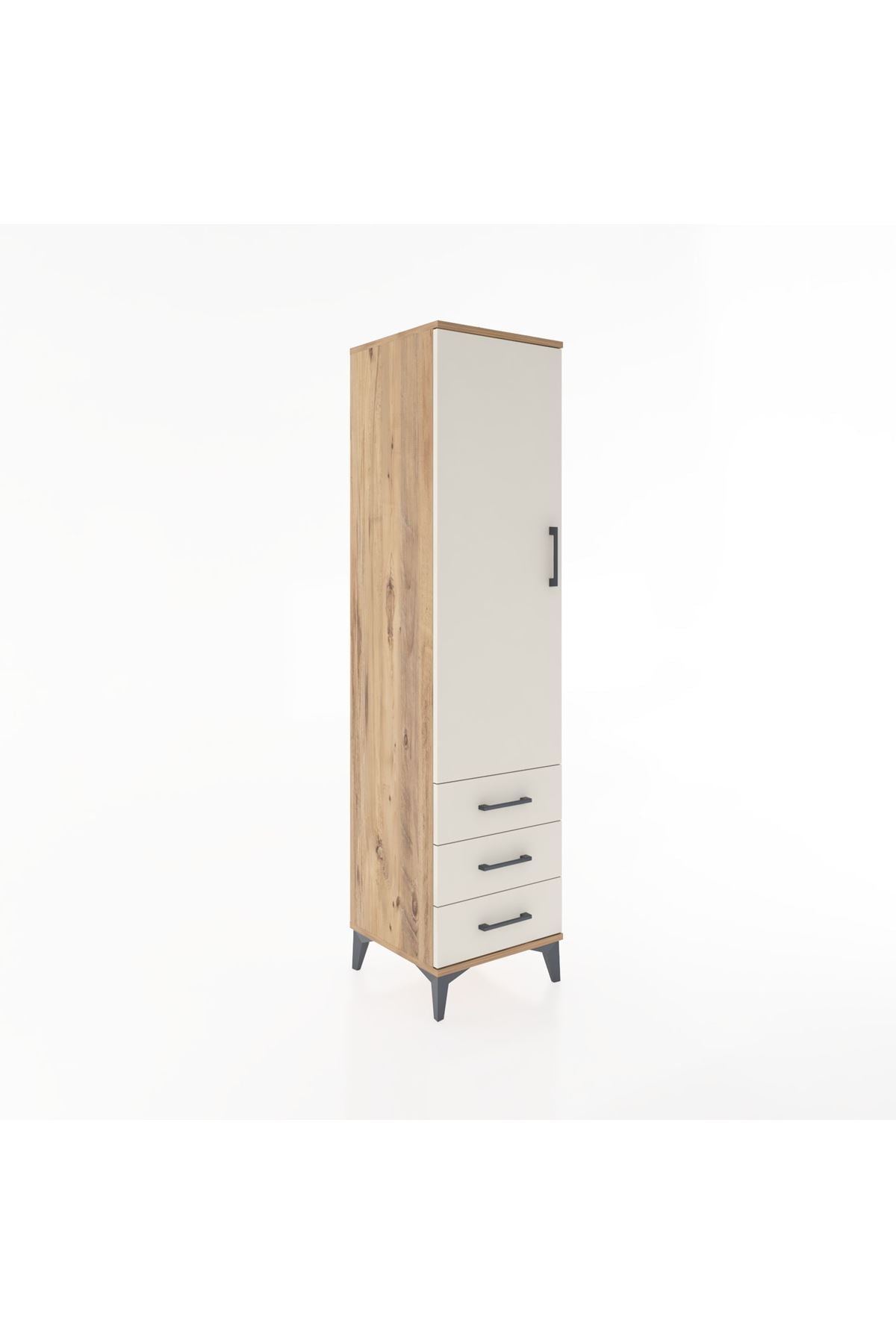 Hyperion Dolap Tek Raflı 3 Çekmeceli Tek Askılı 44x44x182 - S55M028V7B