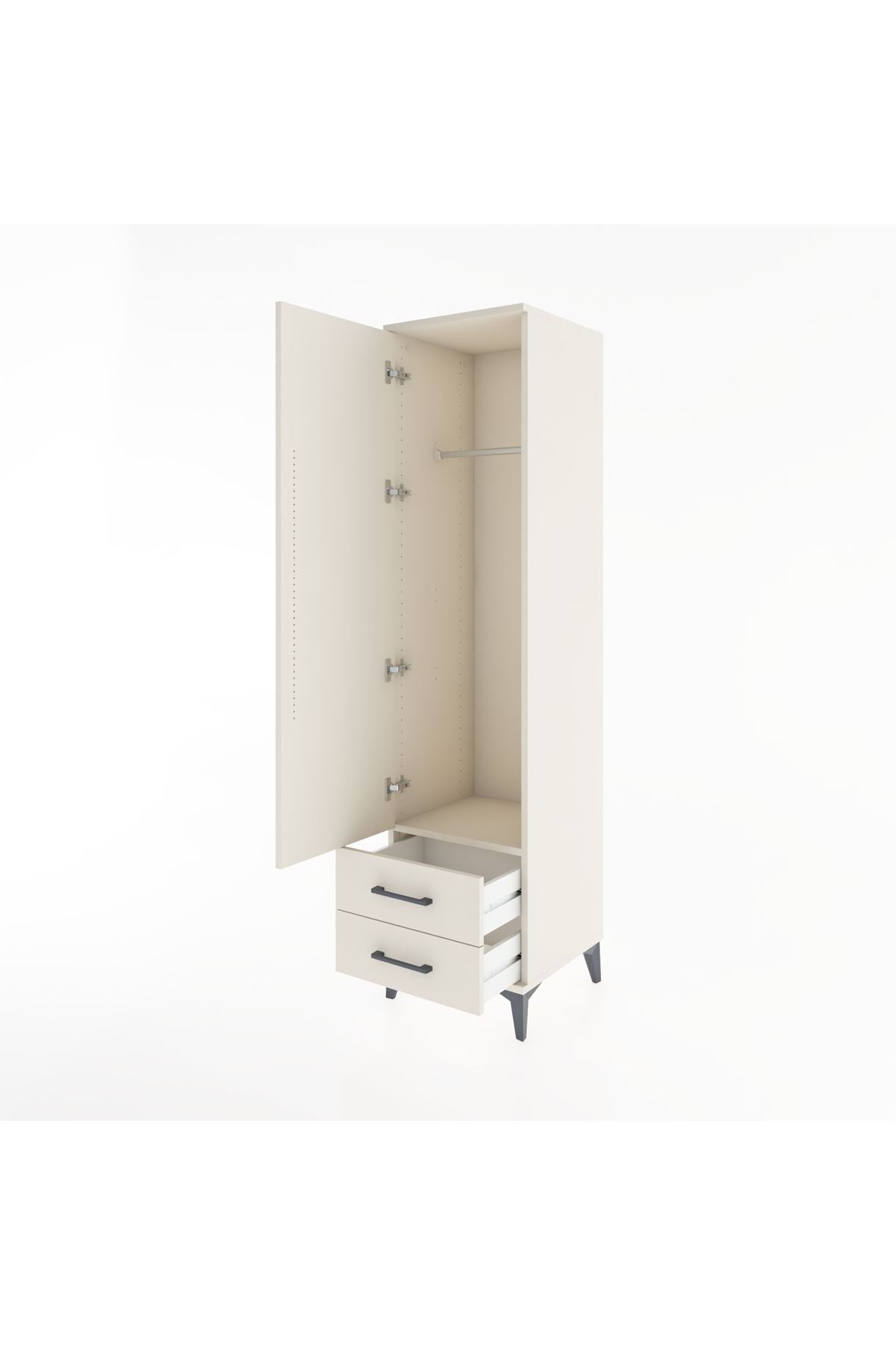 Hyperion Dolap Tek Raflı 2 Çekmeceli Tek Askılı 44x44x182 - S55M029V1B