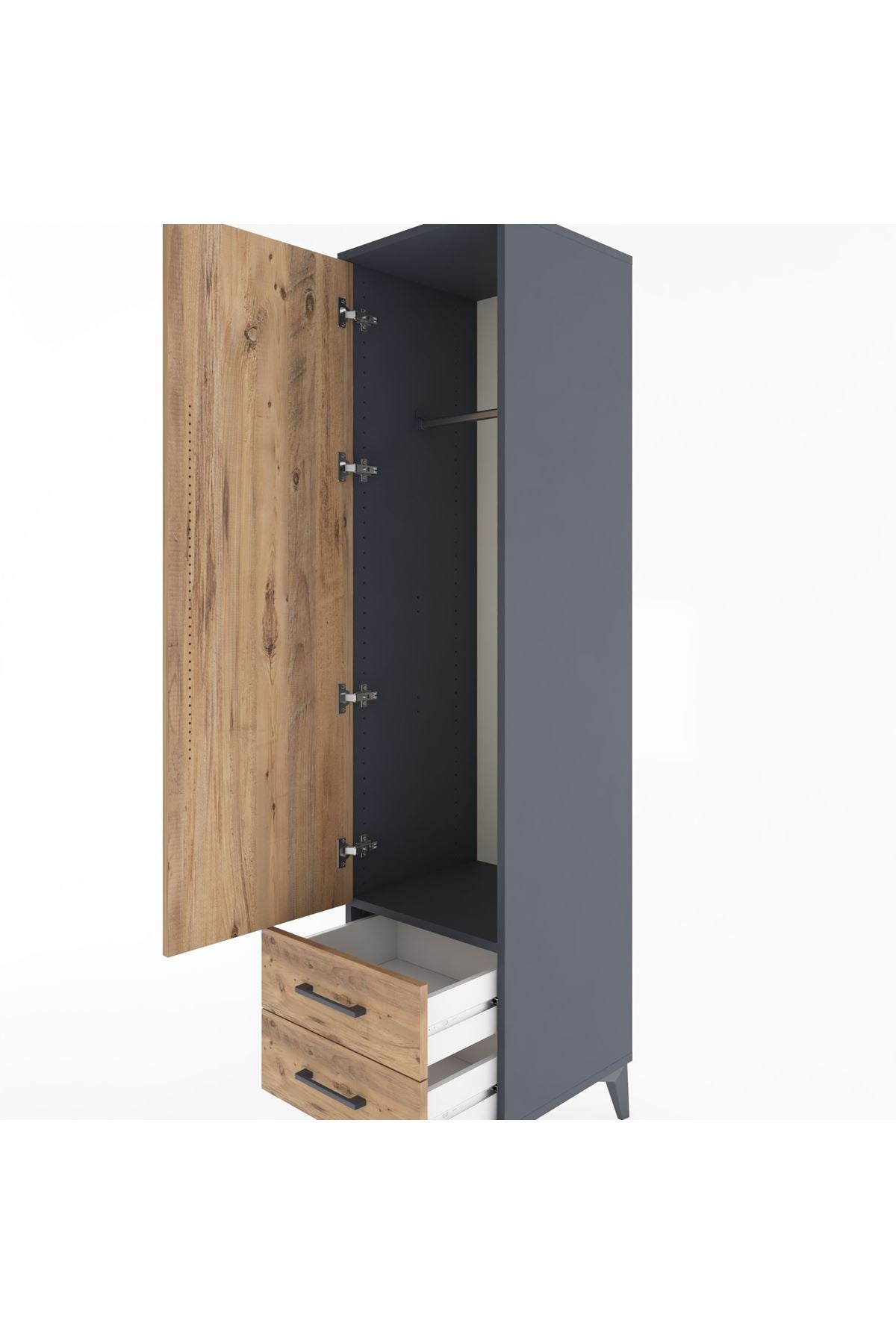 Hyperion Dolap Tek Raflı 2 Çekmeceli Tek Askılı 44x44x182 - S55M029V6B