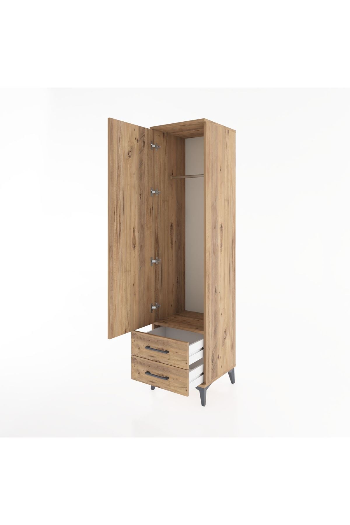 Hyperion Dolap Tek Raflı 2 Çekmeceli Tek Askılı 44x44x182 - S55M029V9B