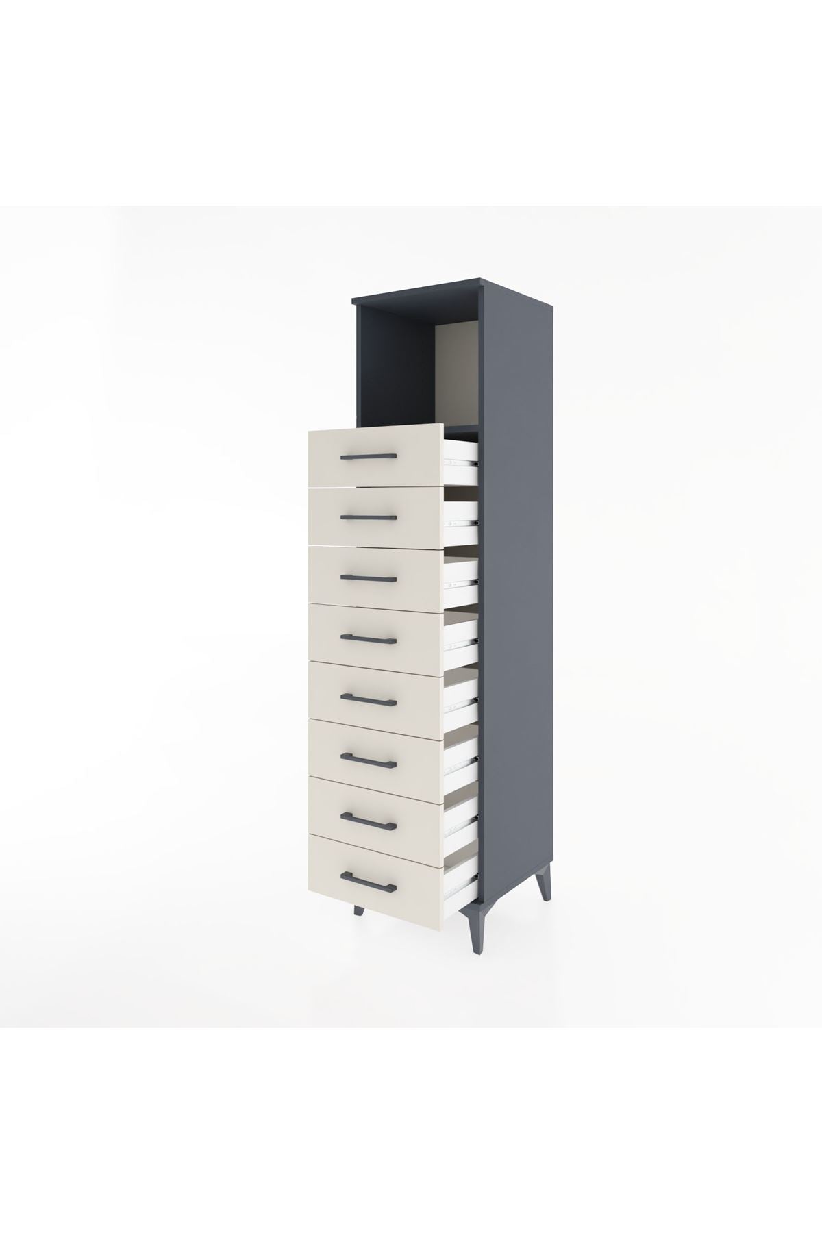 Hyperion Dolap Tek Raflı 8 Çekmeceli 44x44x182 - S55M032V4B