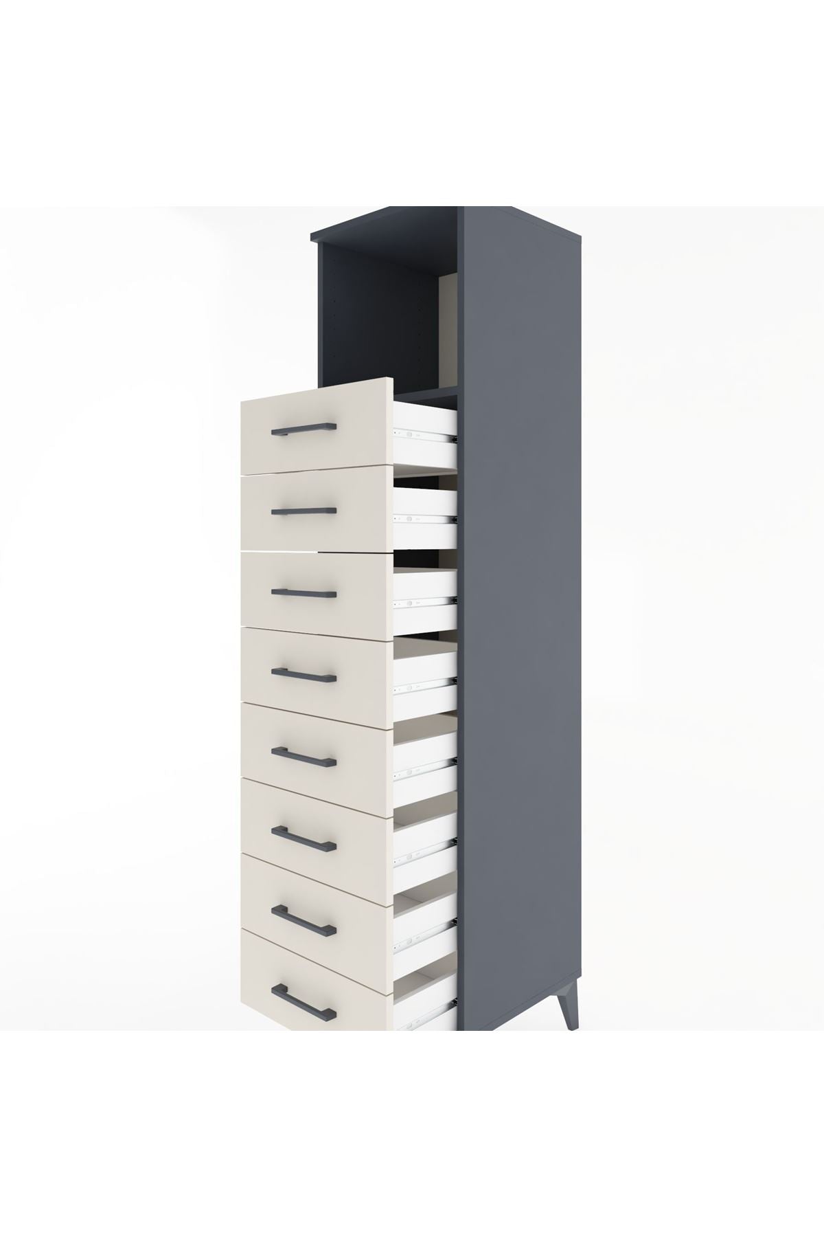 Hyperion Dolap Tek Raflı 8 Çekmeceli 44x44x182 - S55M032V4B
