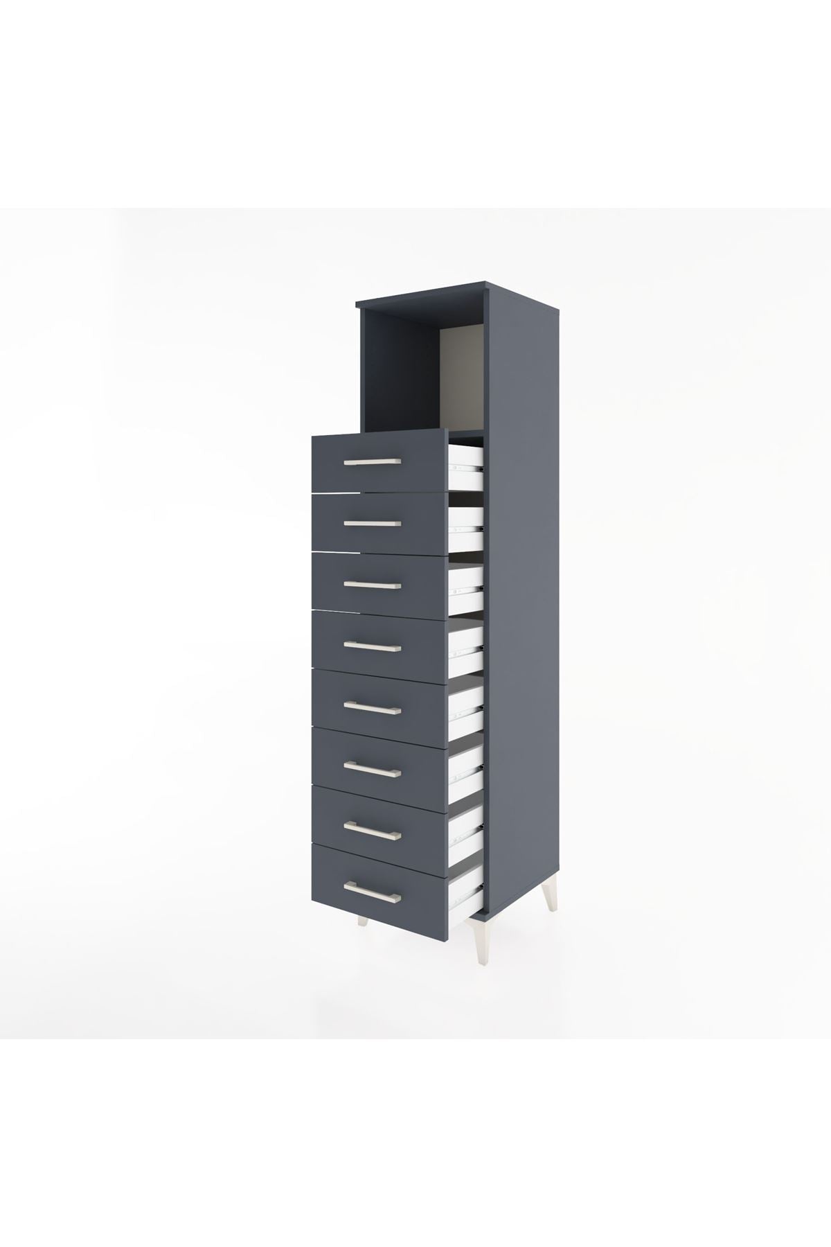 Hyperion Dolap Tek Raflı 8 Çekmeceli 44x44x182 - S55M032V5B