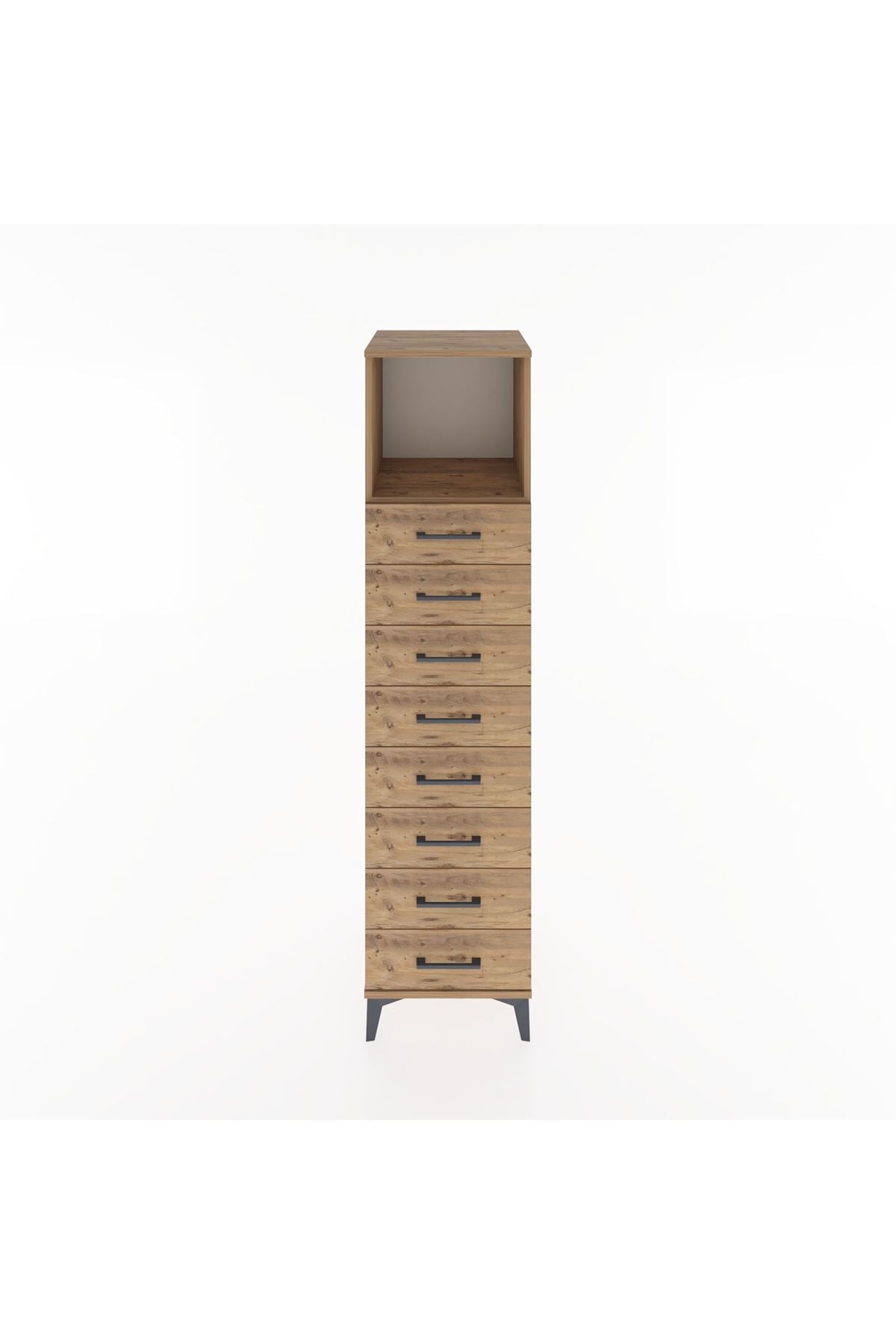 Hyperion Dolap Tek Raflı 8 Çekmeceli 44x44x182 - S55M032V9B