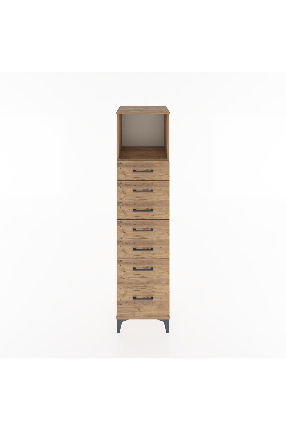 Hyperion Dolap Tek Raflı 7 Çekmeceli 44x44x182 - S55M038V9B