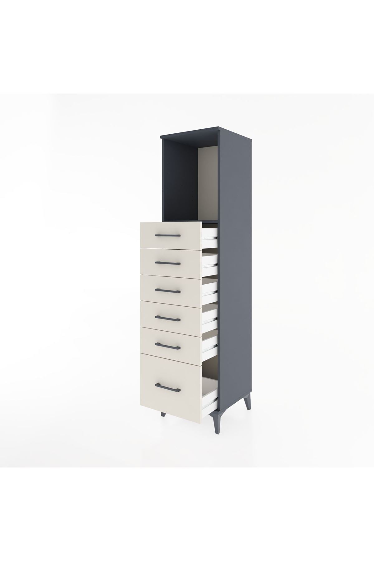 Hyperion Dolap Tek Raflı 6 Çekmeceli 44x44x182 - S55M039V4B