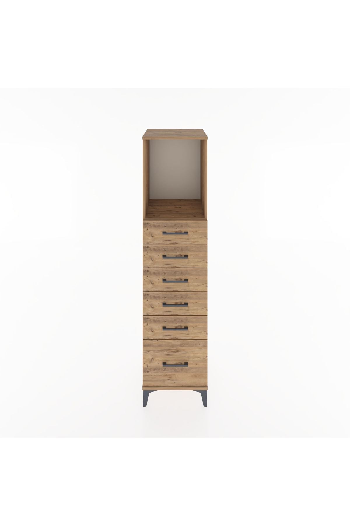 Hyperion Dolap Tek Raflı 6 Çekmeceli 44x44x182 - S55M039V9B