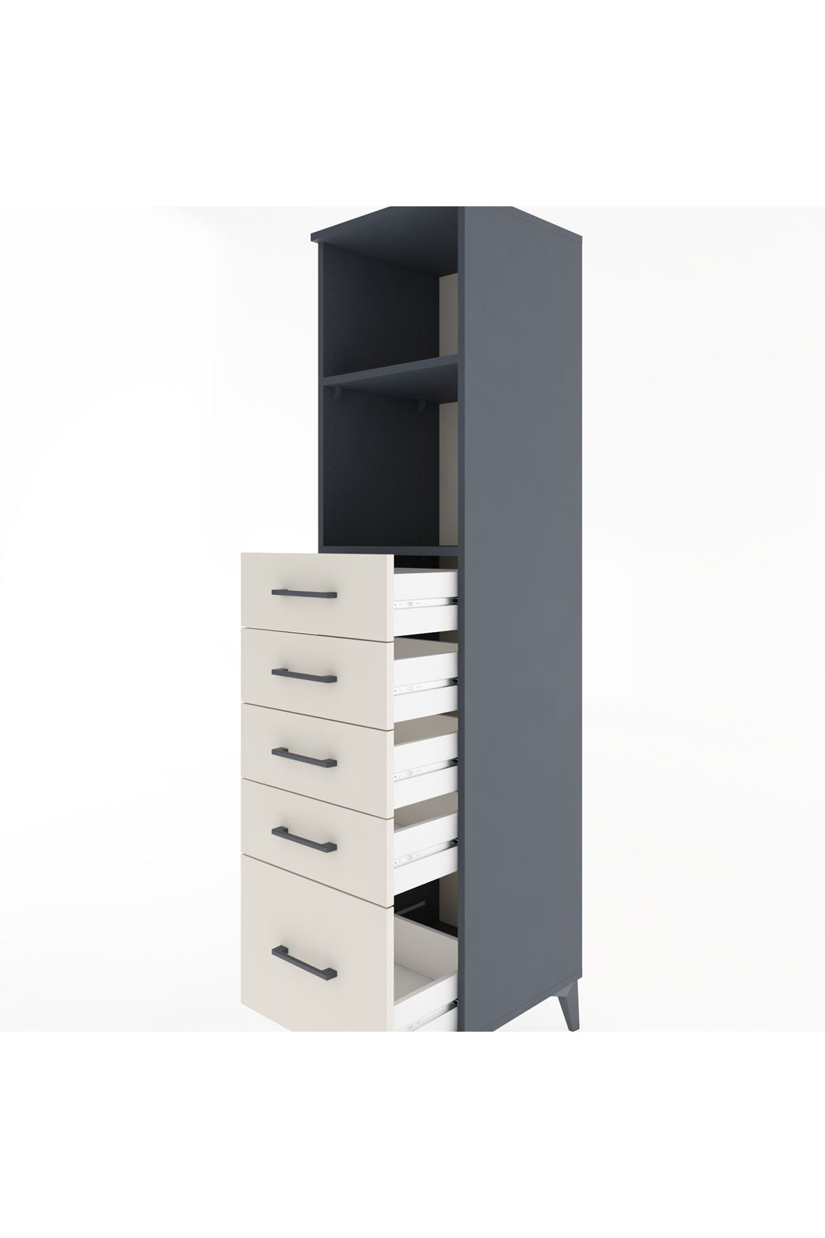 Hyperion Dolap 2 Raflı 5 Çekmeceli 44x44x182 - S55M040V4B
