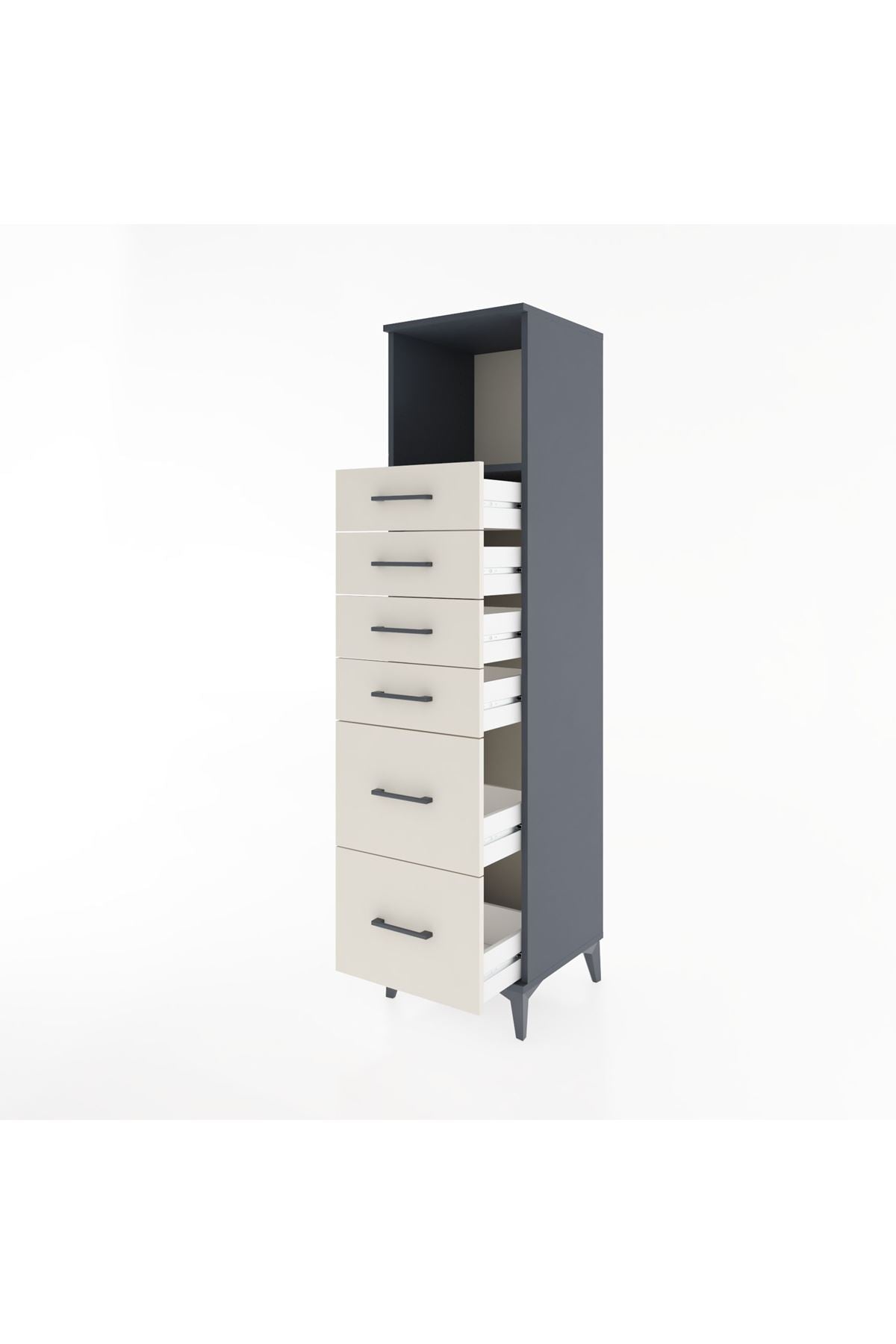 Hyperion Dolap Tek Raflı 6 Çekmeceli 44x44x182 - S55M045V4B