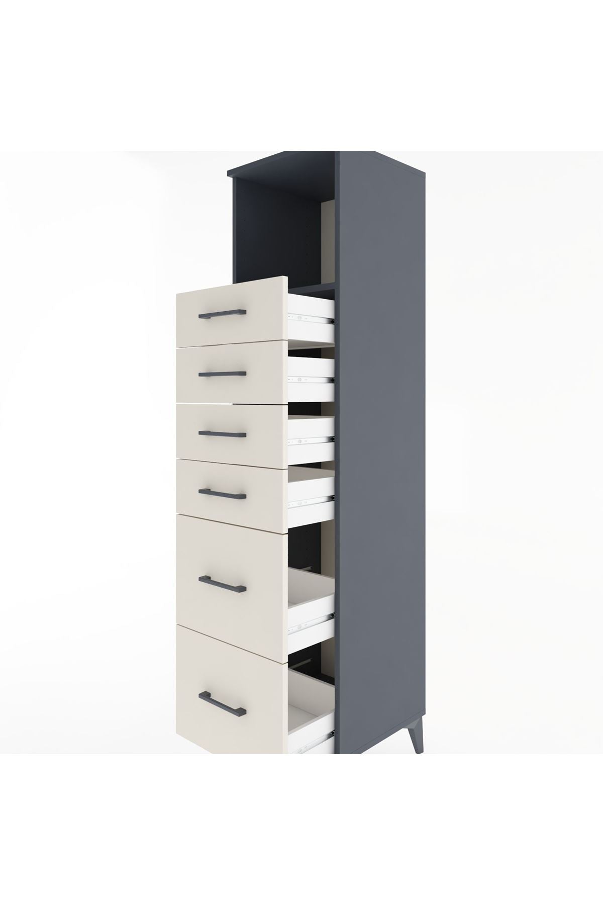Hyperion Dolap Tek Raflı 6 Çekmeceli 44x44x182 - S55M045V4B