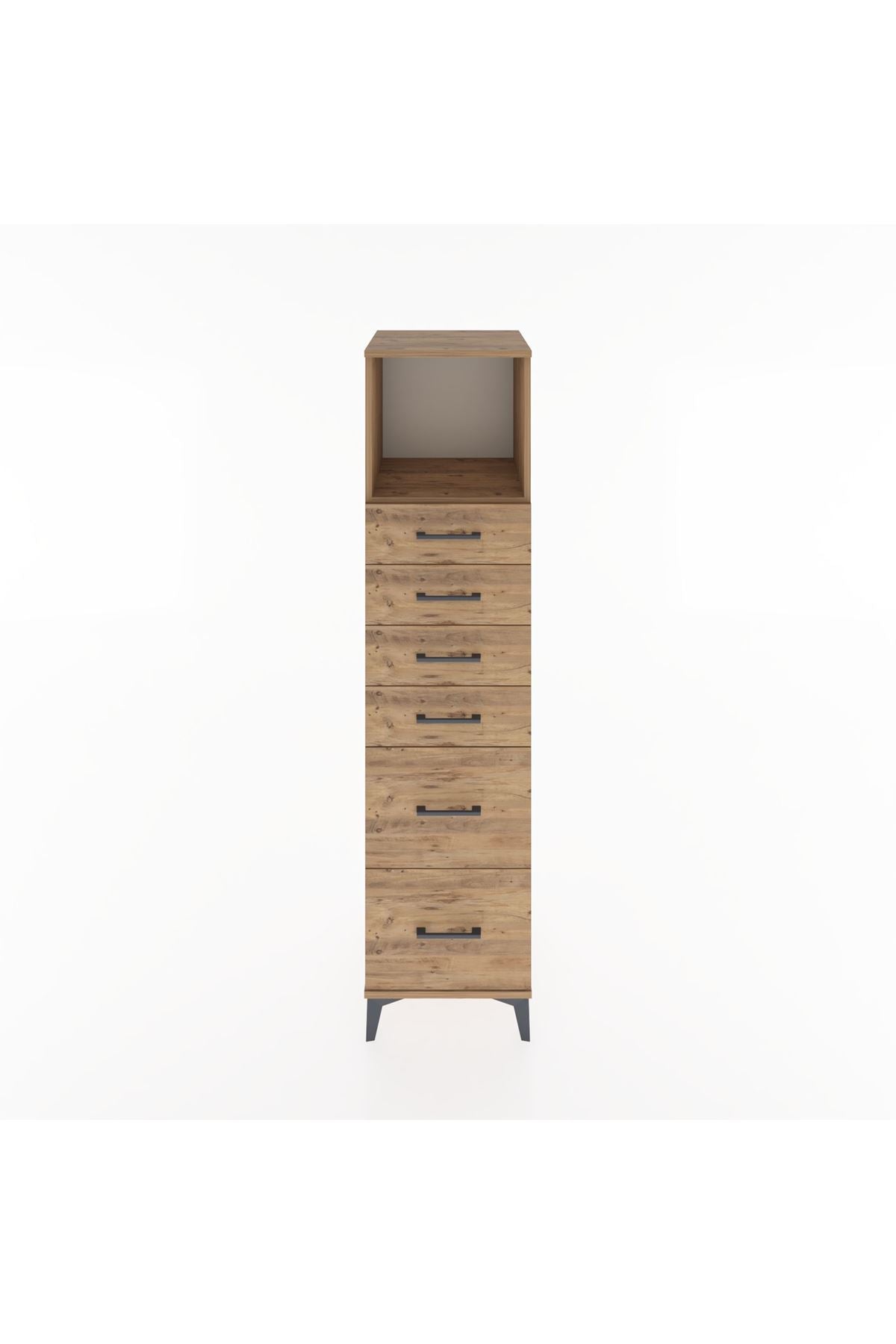 Hyperion Dolap Tek Raflı 6 Çekmeceli 44x44x182 - S55M045V9B