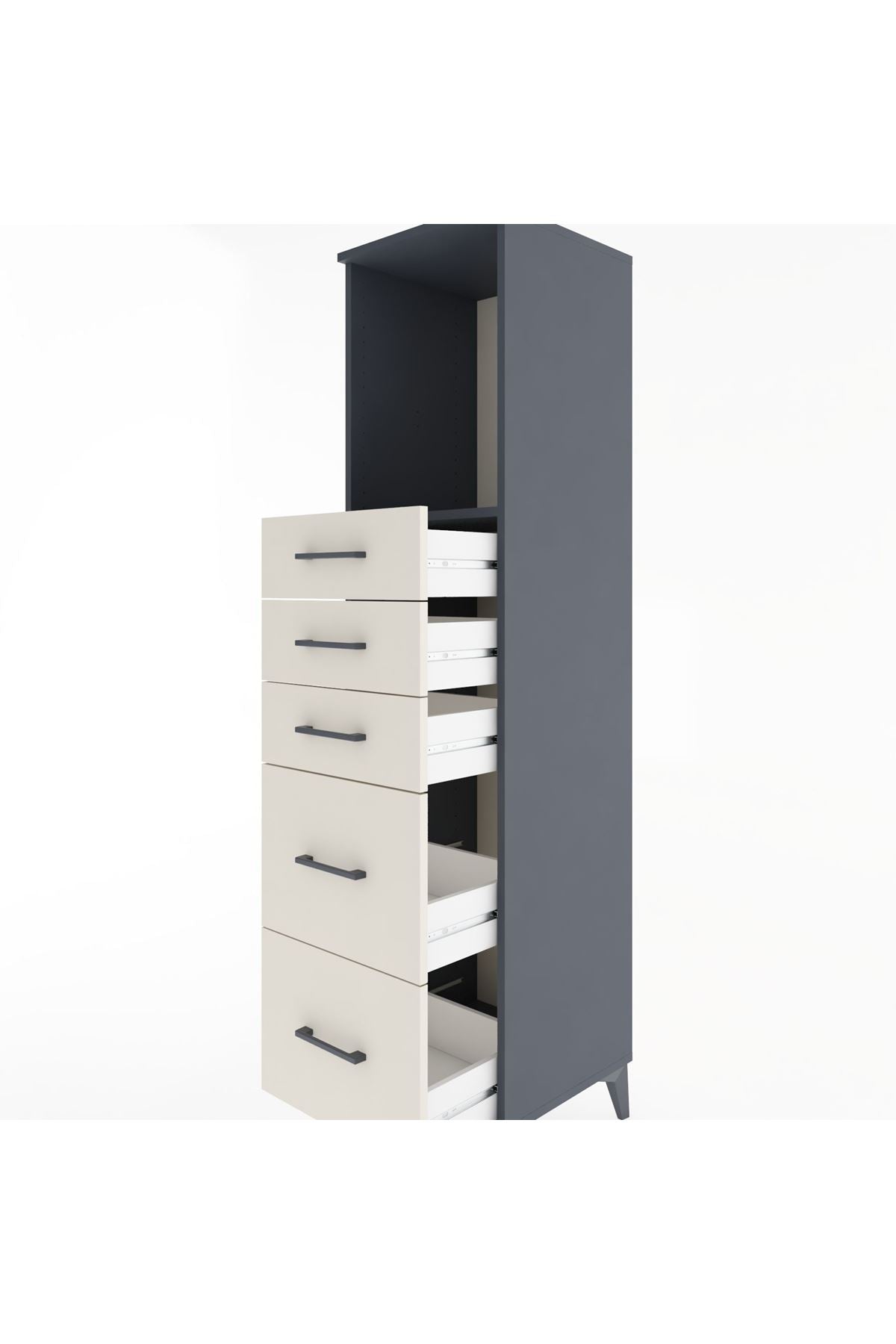 Hyperion Dolap Tek Raflı 5 Çekmeceli 44x44x182 - S55M046V4B