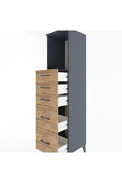 Hyperion Dolap Tek Raflı 5 Çekmeceli 44x44x182 - S55M046V6B