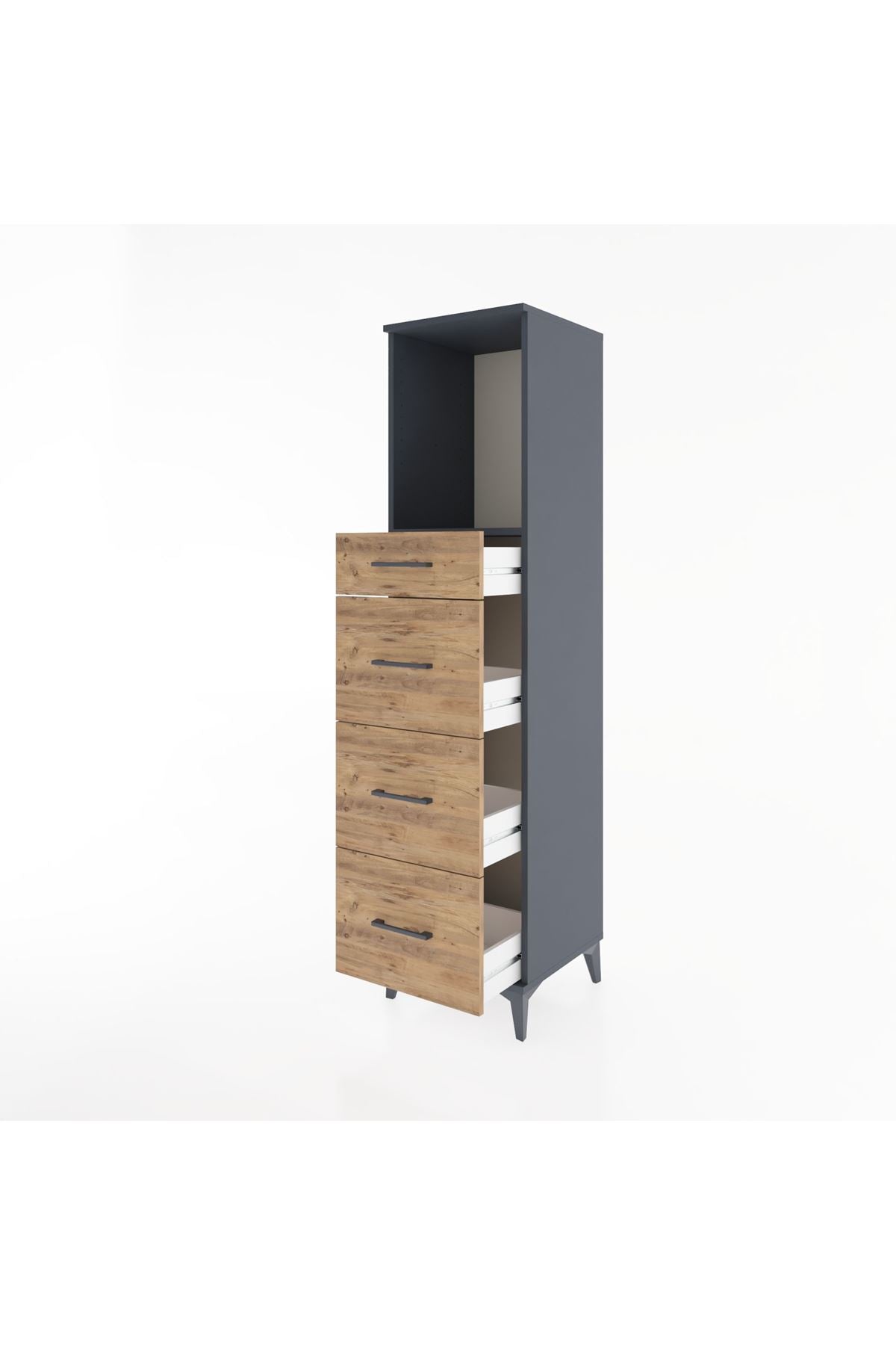 Hyperion Dolap Tek Raflı 4 Çekmeceli 44x44x182 - S55M051V6B