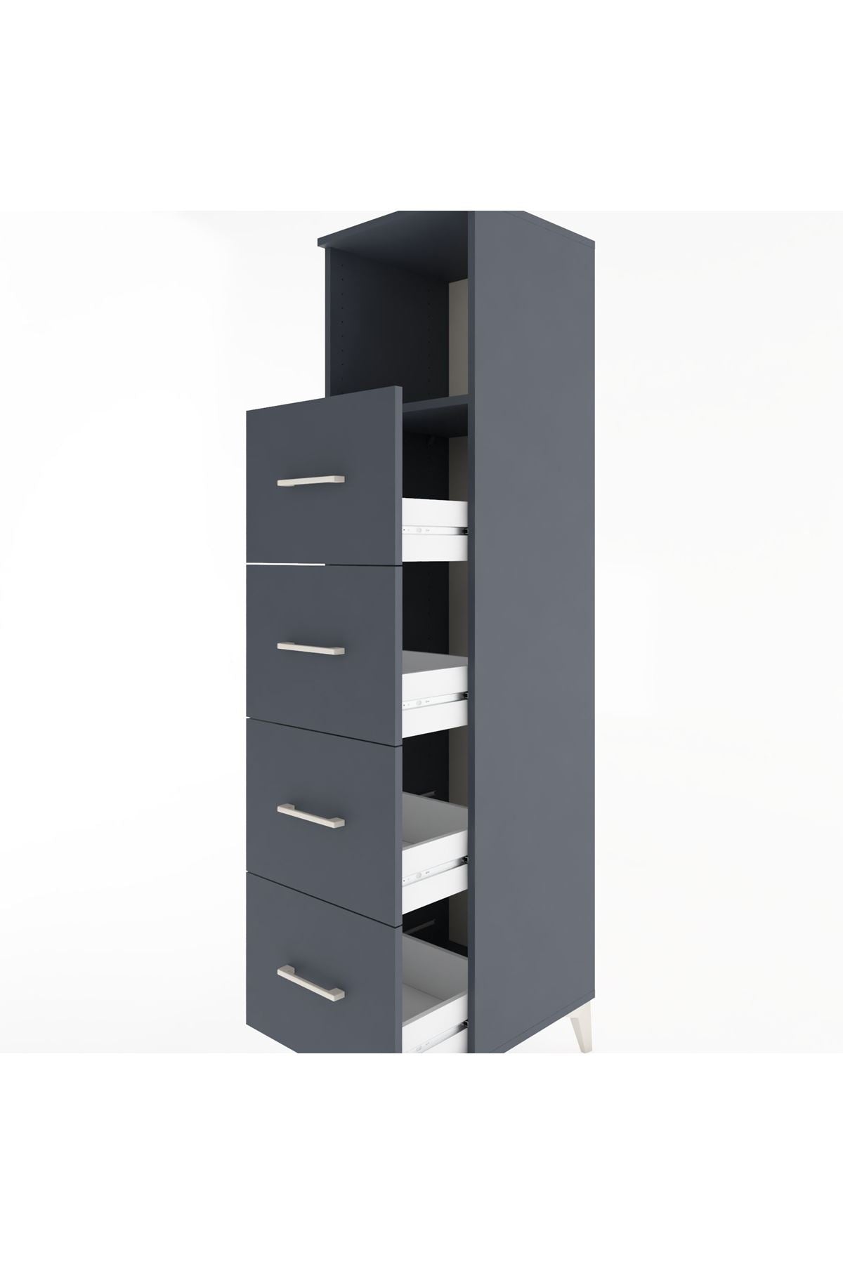 Hyperion Dolap Tek Raflı 4 Çekmeceli 44x44x182 - S55M053V5B