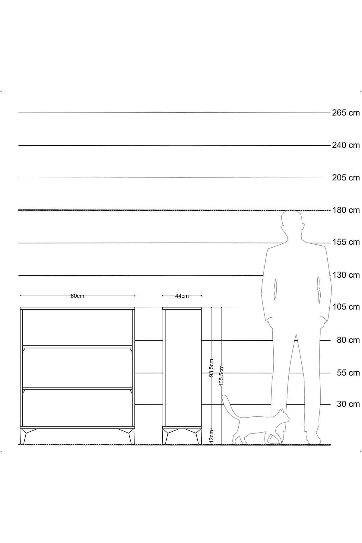 Hyperion Komodin 2 Raflı 60x44x106 - S48M001V1B