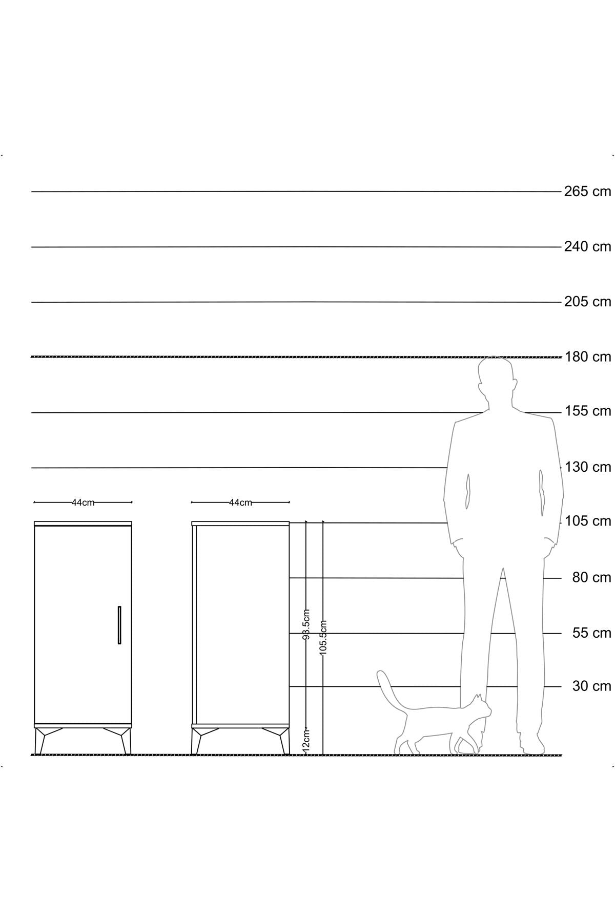Hyperion Komodin 2 Raflı Tek Kapaklı 44x44x106 - S43M002V7B