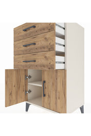 Hyperion Komodin Tek Raflı 3 Çekmeceli 2 Kapaklı 60x44x106 - S48M009V3B