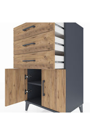 Hyperion Komodin Tek Raflı 3 Çekmeceli 2 Kapaklı 60x44x106 - S48M009V6B