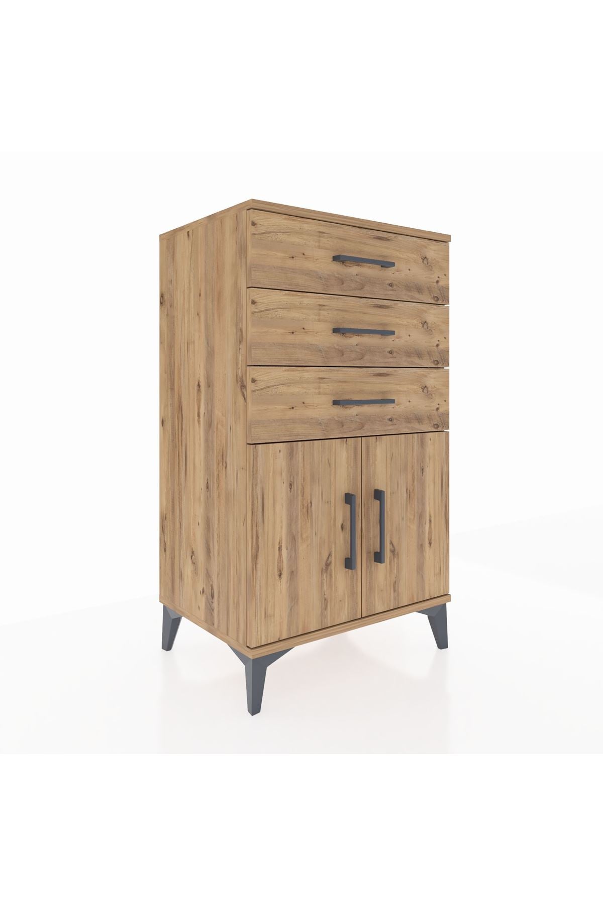 Hyperion Komodin Tek Raflı 3 Çekmeceli 2 Kapaklı 60x44x106 - S48M009V9B
