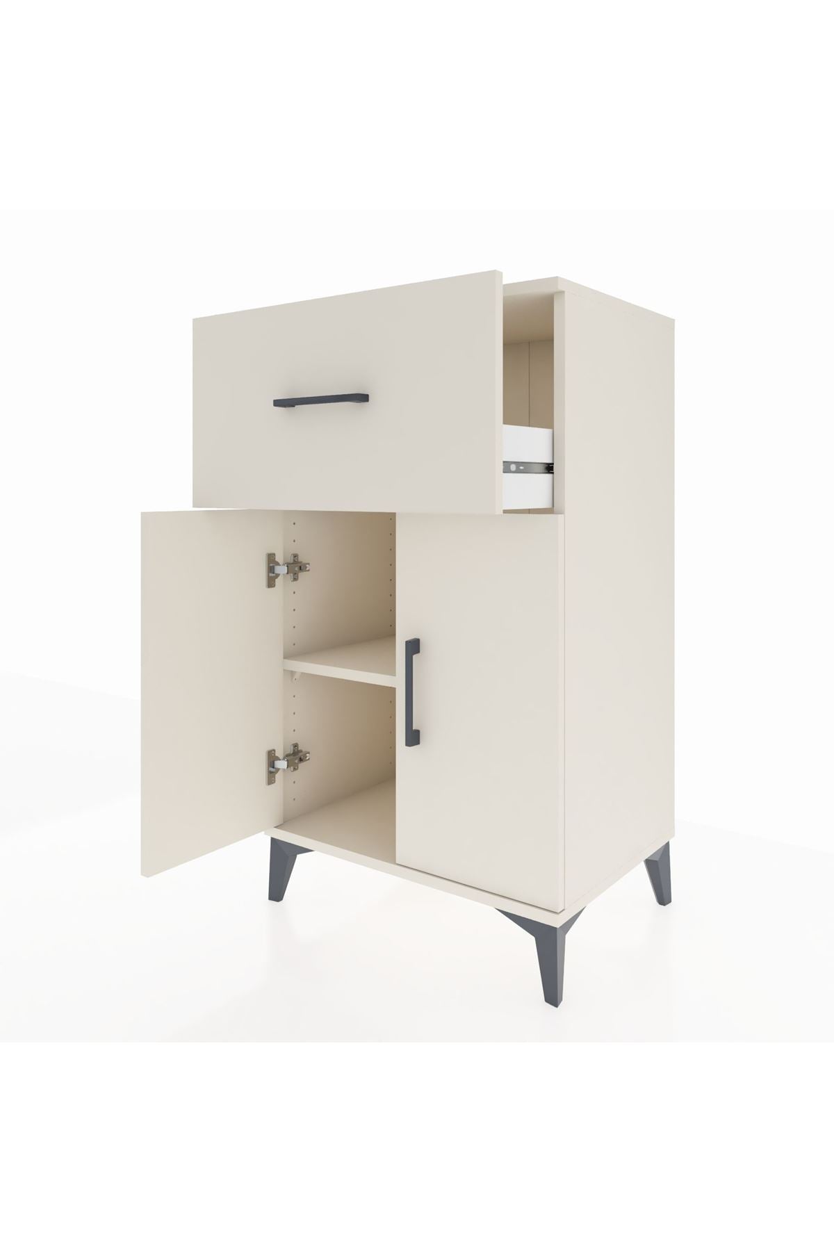 Hyperion Komodin Tek Raflı Tek Çekmeceli 2 Kapaklı 60x44x106 - S48M010V1B