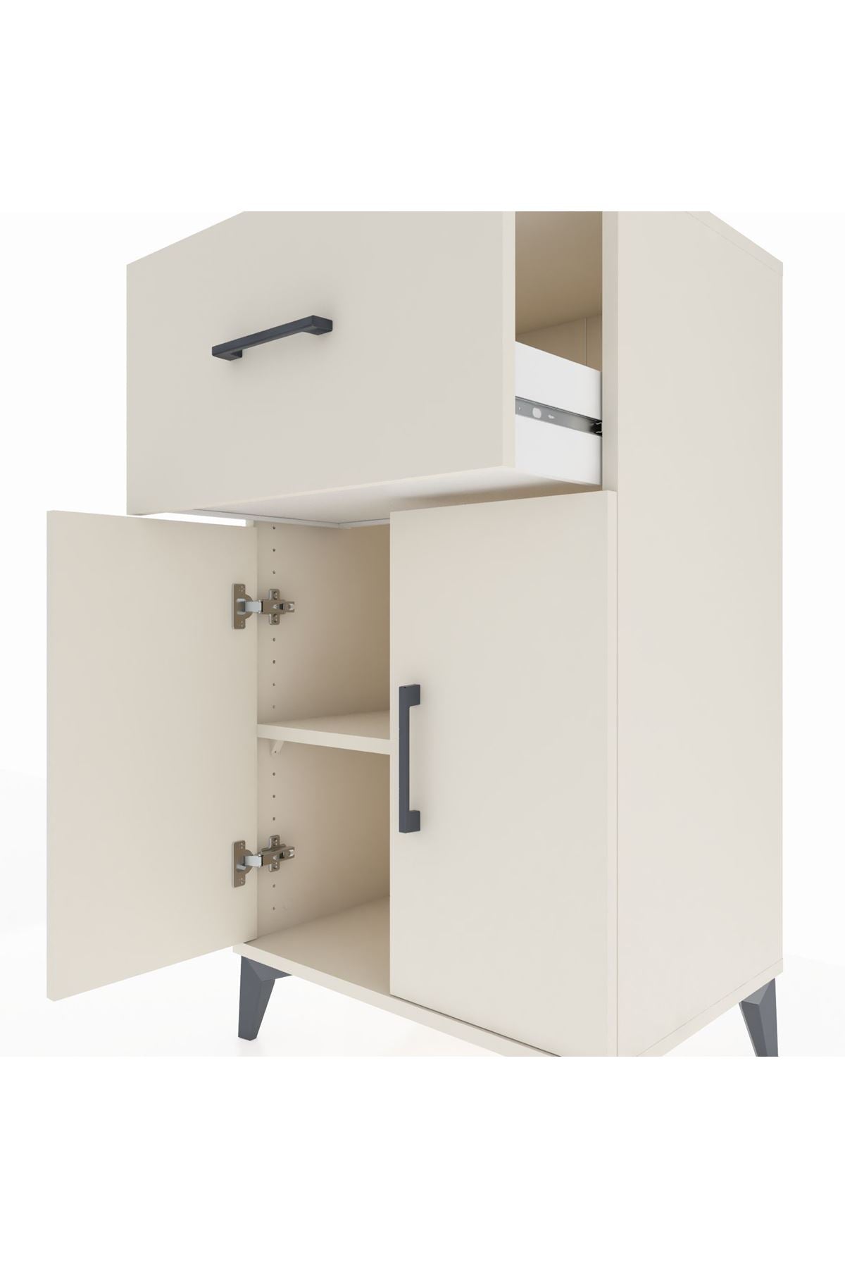 Hyperion Komodin Tek Raflı Tek Çekmeceli 2 Kapaklı 60x44x106 - S48M010V1B