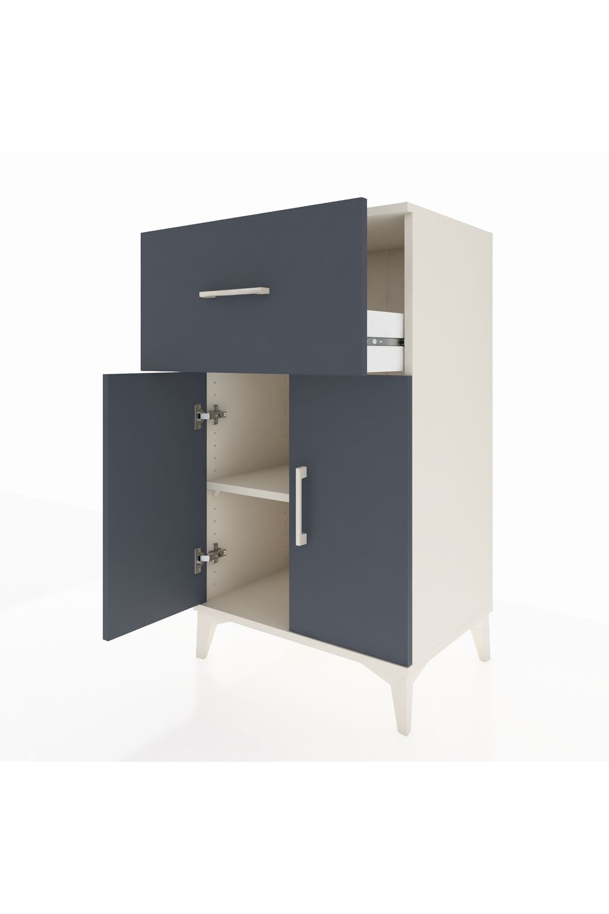 Hyperion Komodin Tek Raflı Tek Çekmeceli 2 Kapaklı 60x44x106 - S48M010V2B