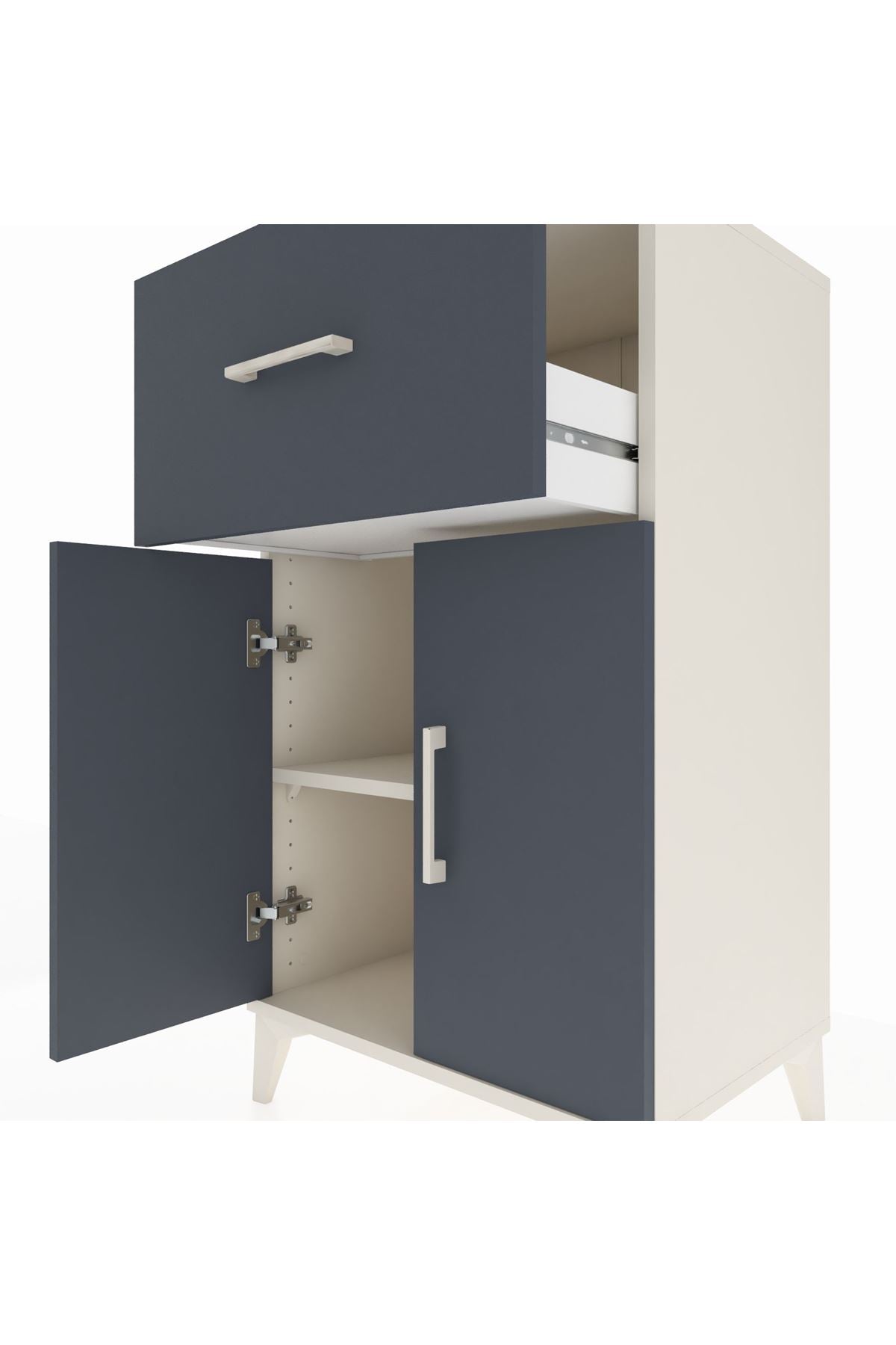 Hyperion Komodin Tek Raflı Tek Çekmeceli 2 Kapaklı 60x44x106 - S48M010V2B