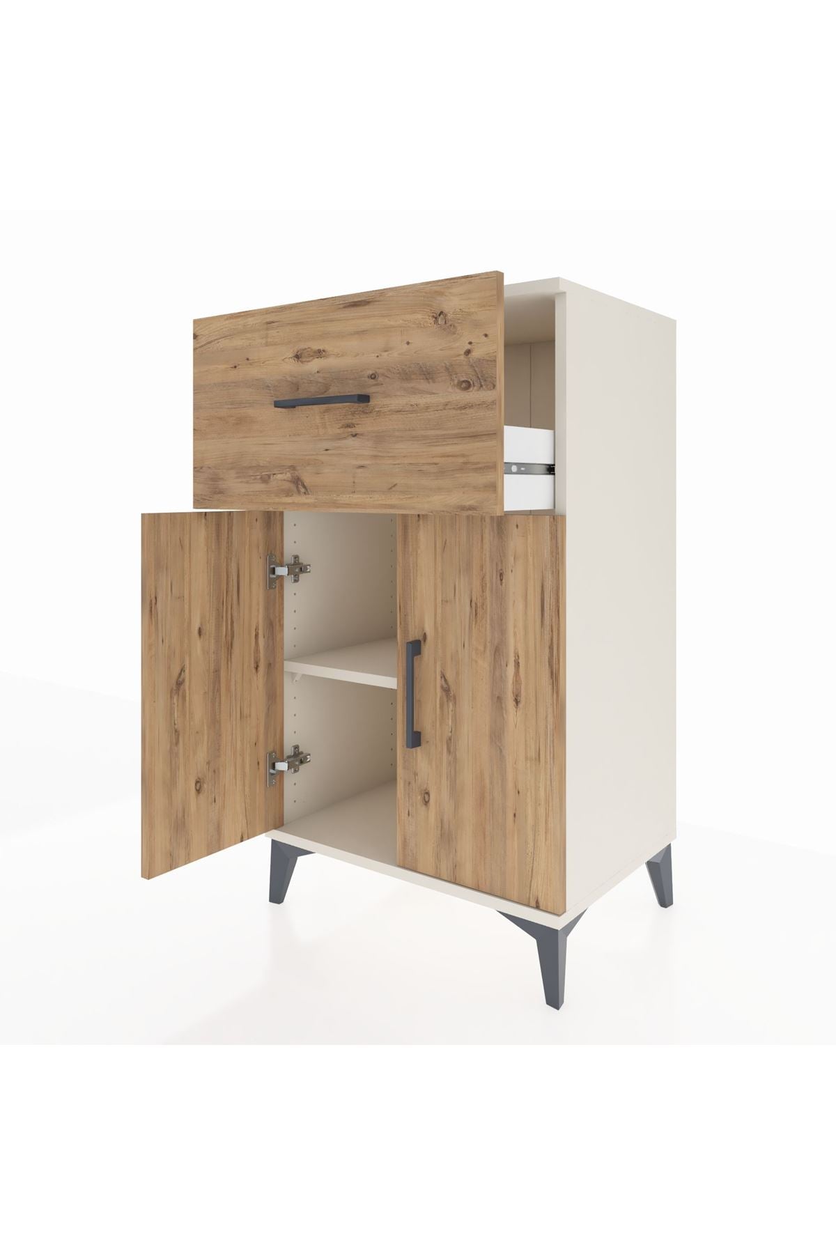 Hyperion Komodin Tek Raflı Tek Çekmeceli 2 Kapaklı 60x44x106 - S48M010V3B
