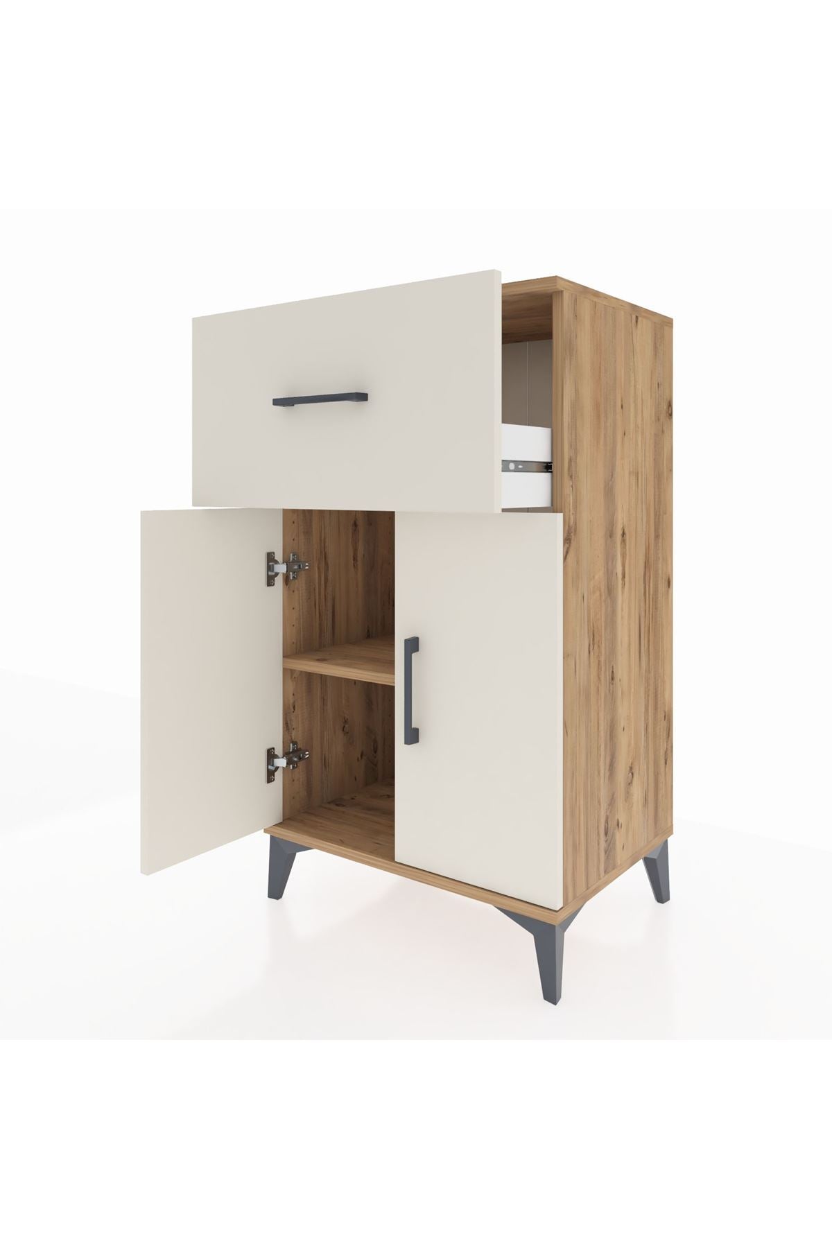 Hyperion Komodin Tek Raflı Tek Çekmeceli 2 Kapaklı 60x44x106 - S48M010V7B