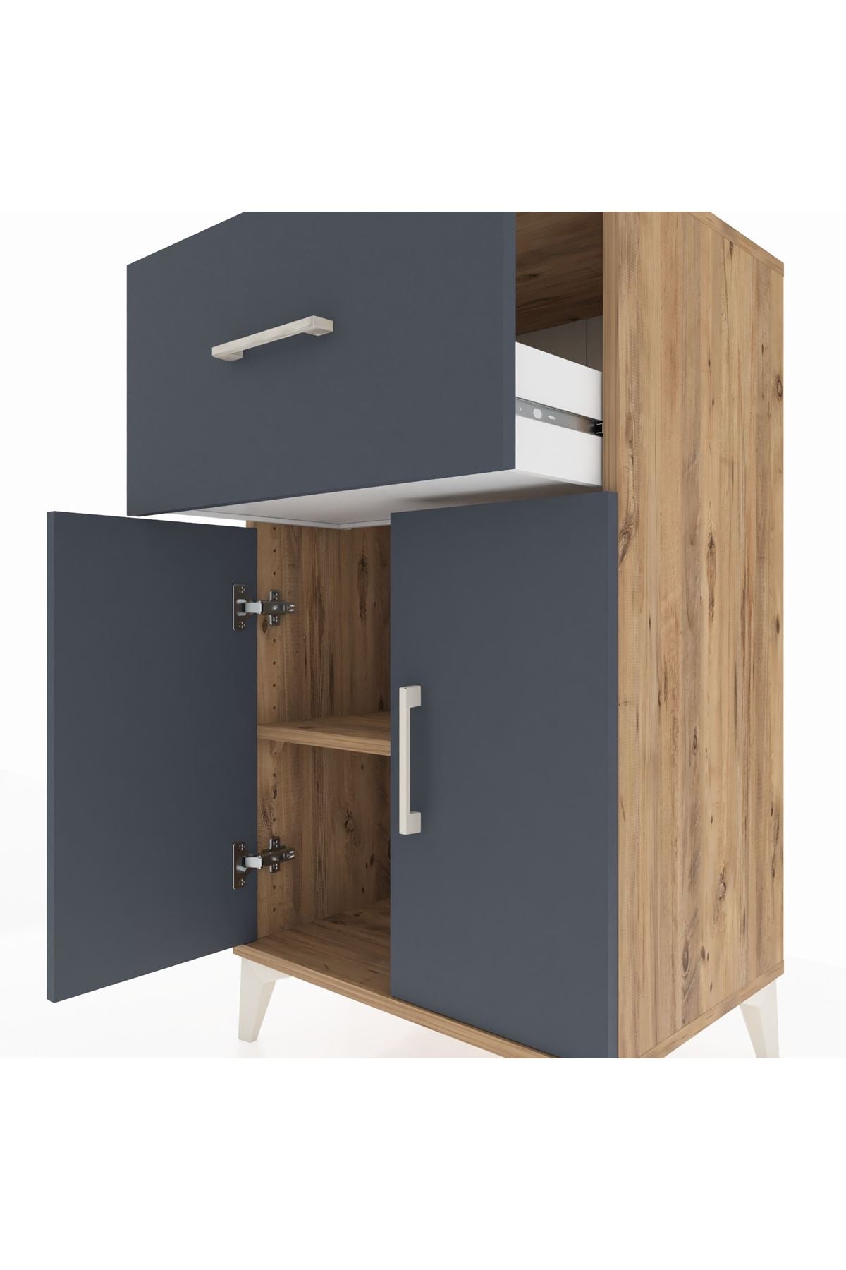 Hyperion Komodin Tek Raflı Tek Çekmeceli 2 Kapaklı 60x44x106 - S48M010V8B