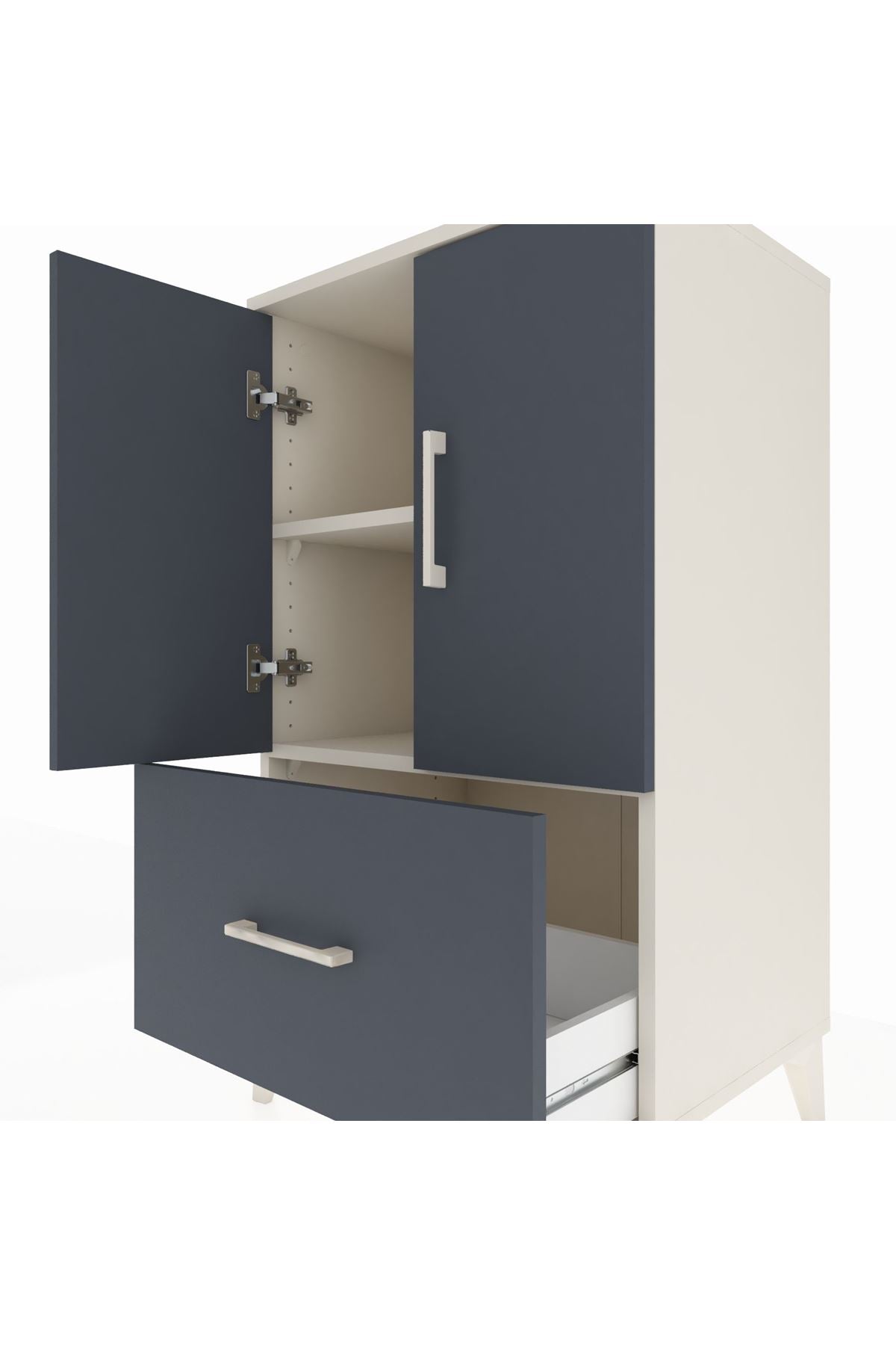 Hyperion Komodin 2 Raflı Tek Çekmeceli 2 Kapaklı 60x44x106 - S48M011V2B
